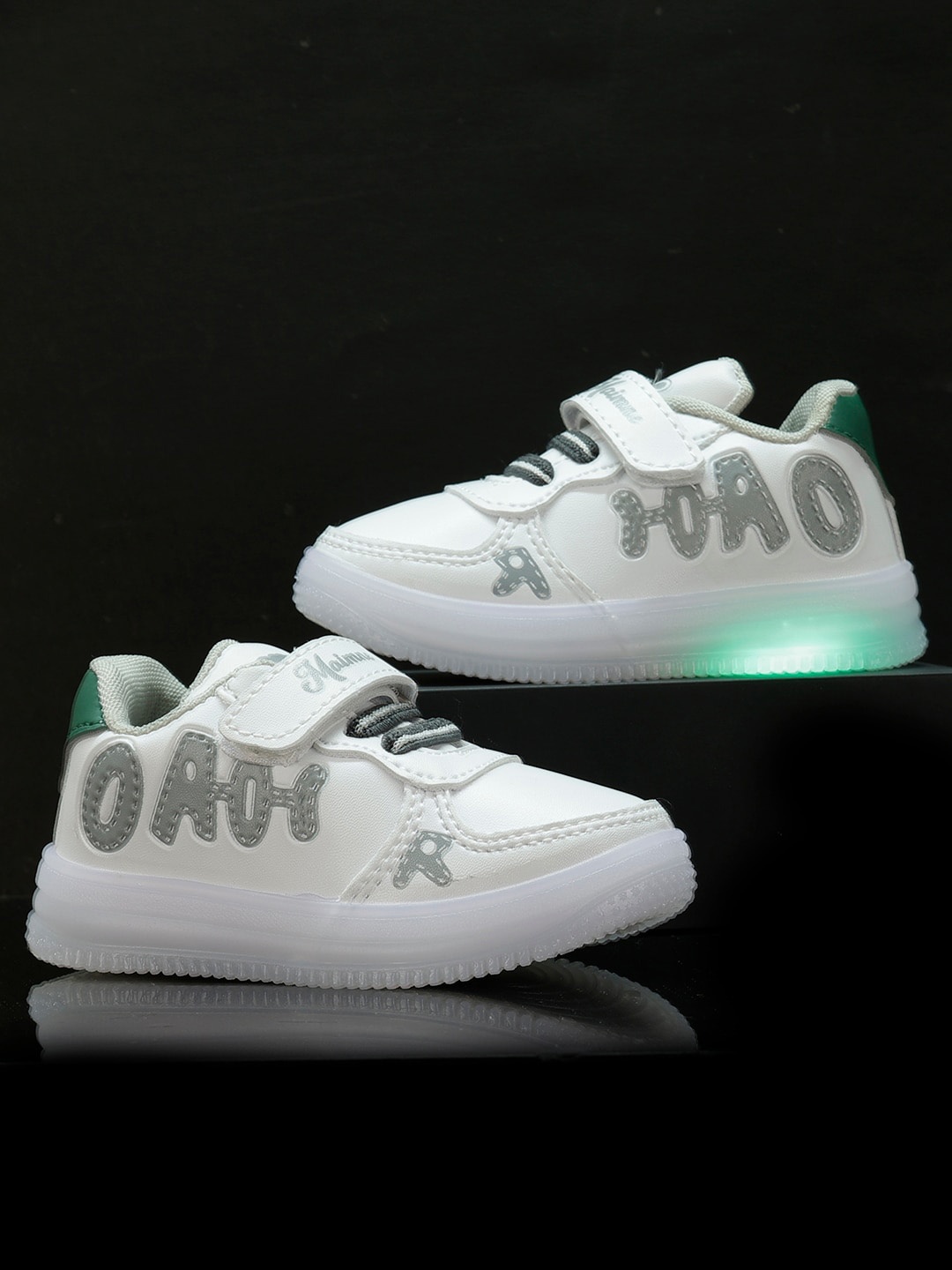 

PASSION PETALS Kids Printed Lightweight Sneakers With LED Lights, White