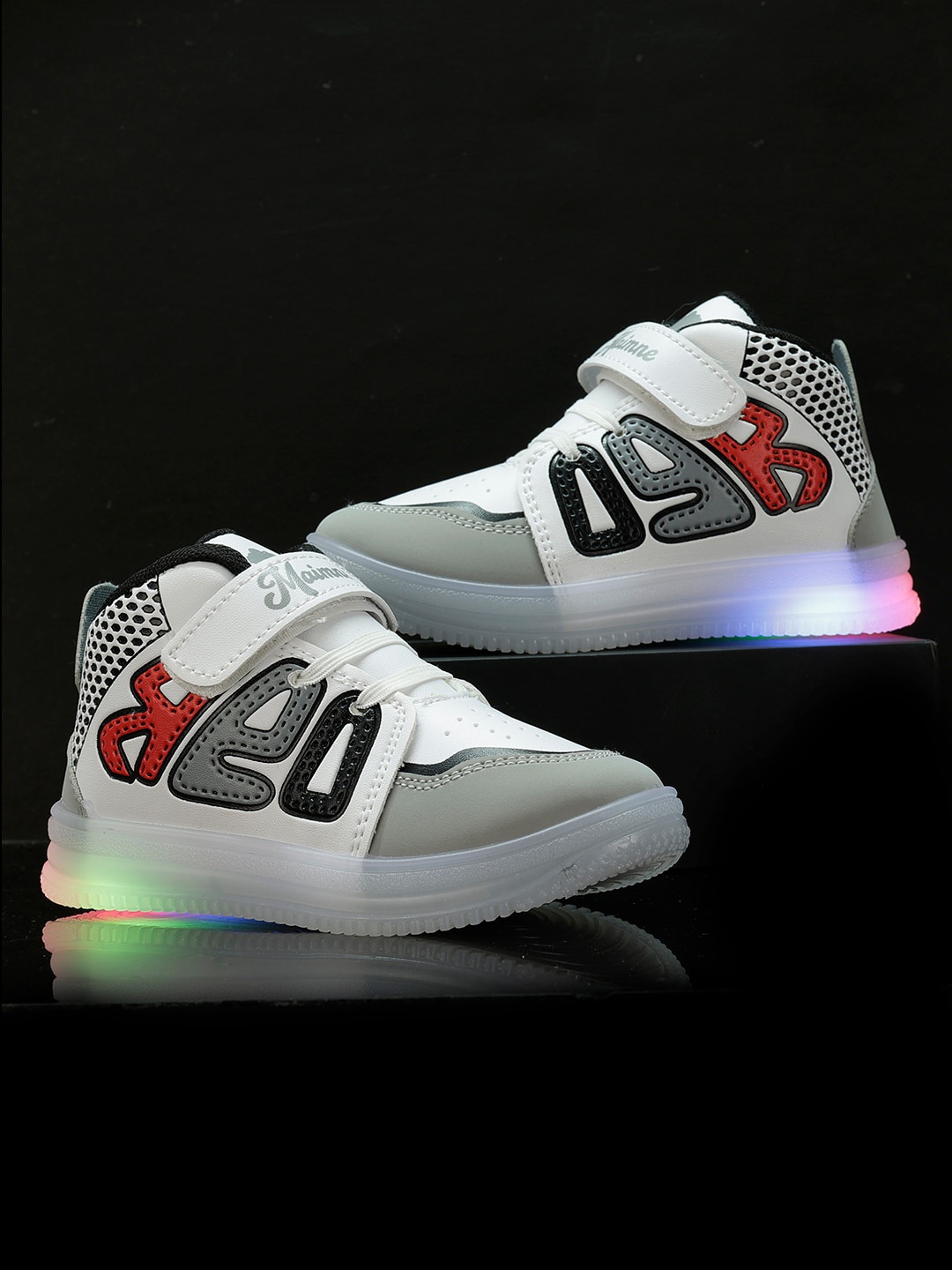 

PASSION PETALS Kids Printed Lightweight Sneakers With LED Lights, White