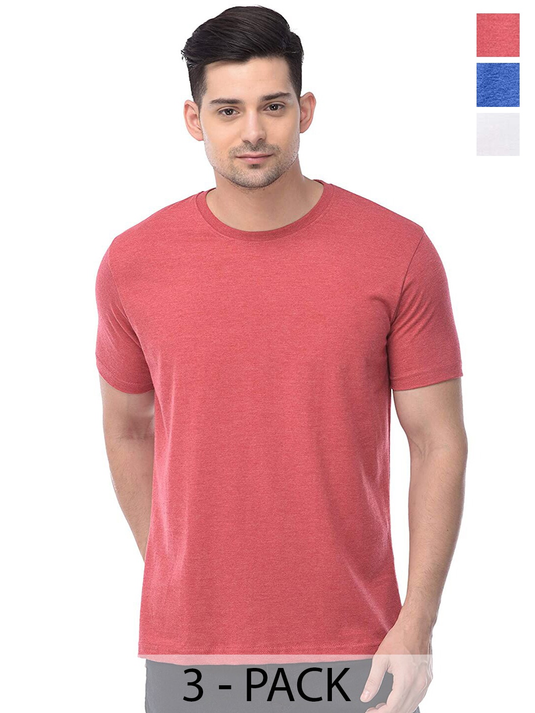 

COLOR CAPITAL Unisex Pack Of 3 Round Neck Cotton Casual T-shirt, Multi