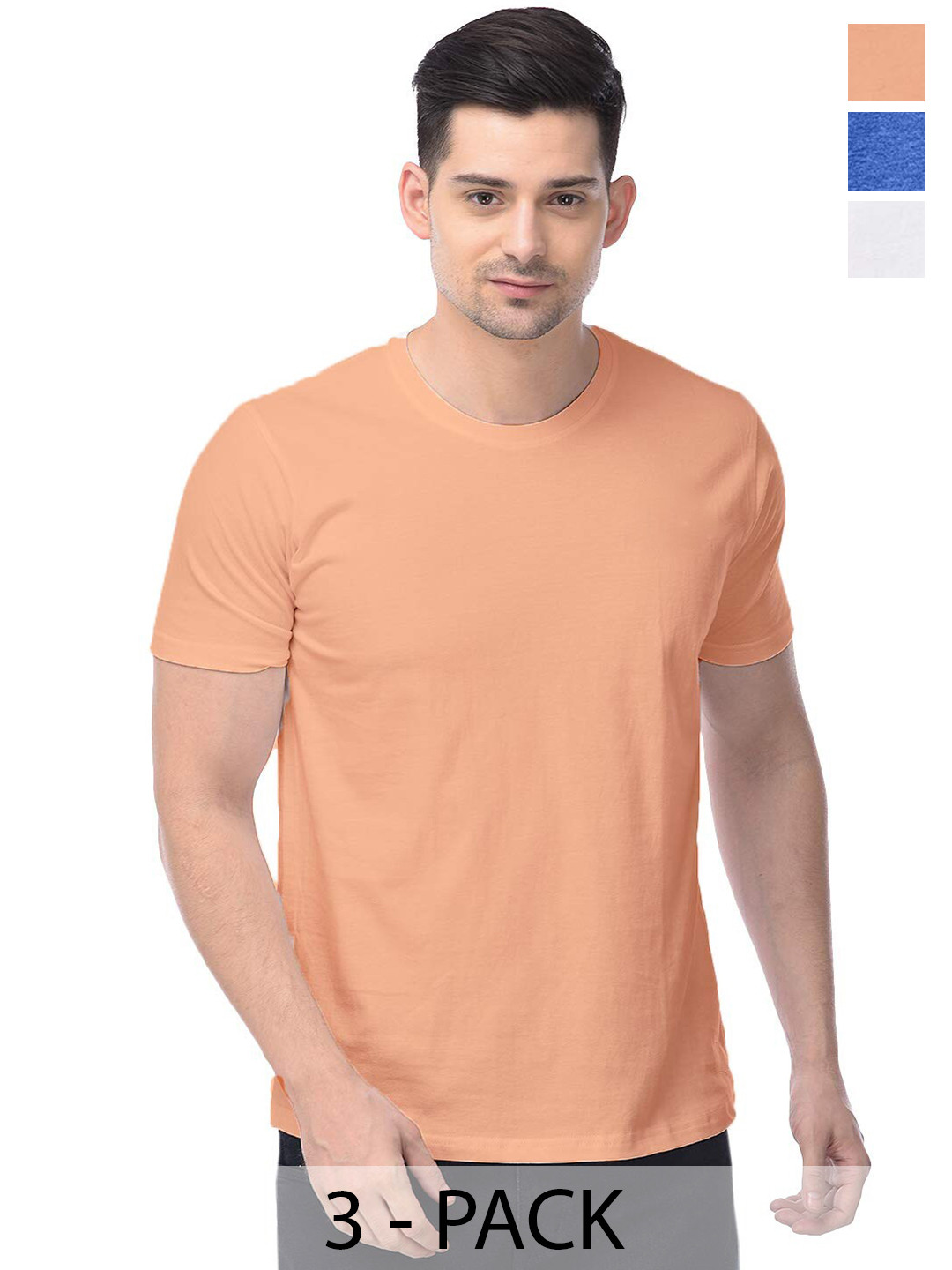 

COLOR CAPITAL Unisex Pack of 3 Cotton T-shirts, Peach
