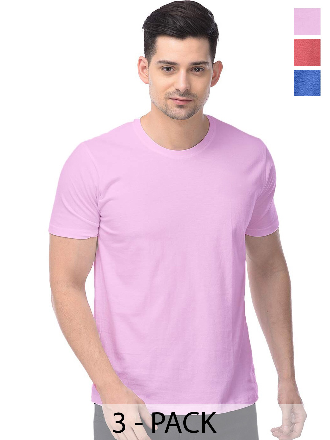 

COLOR CAPITAL Unisex Pack Of 3 Cotton T-Shirt, Lavender