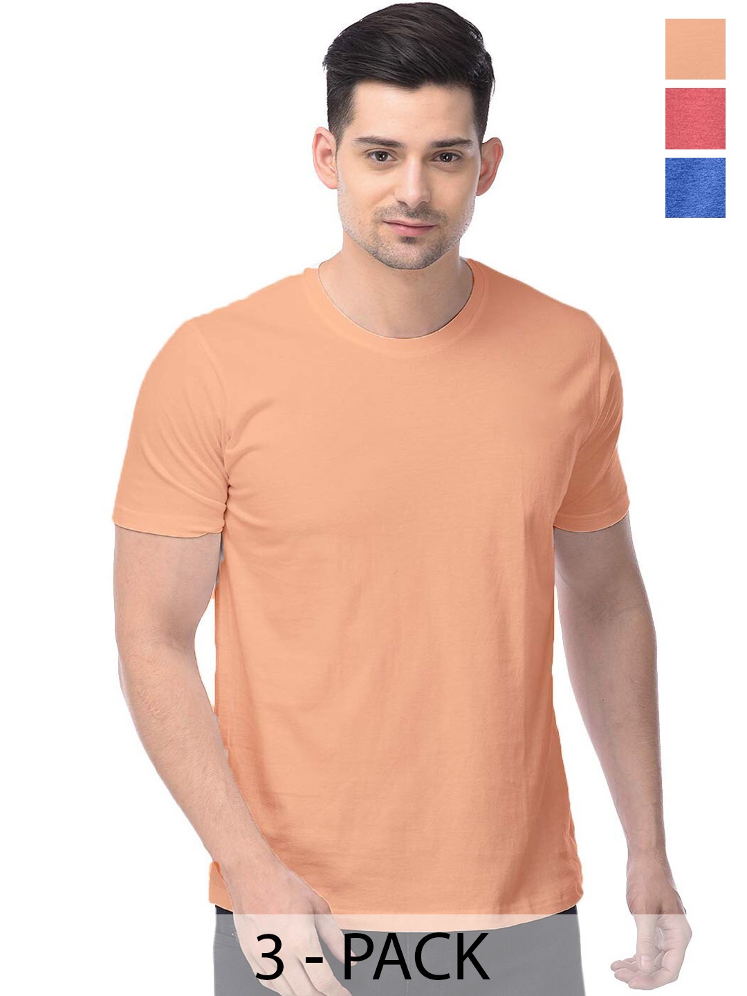 

COLOR CAPITAL Unisex Pack of 3 Cotton T-shirts, Peach