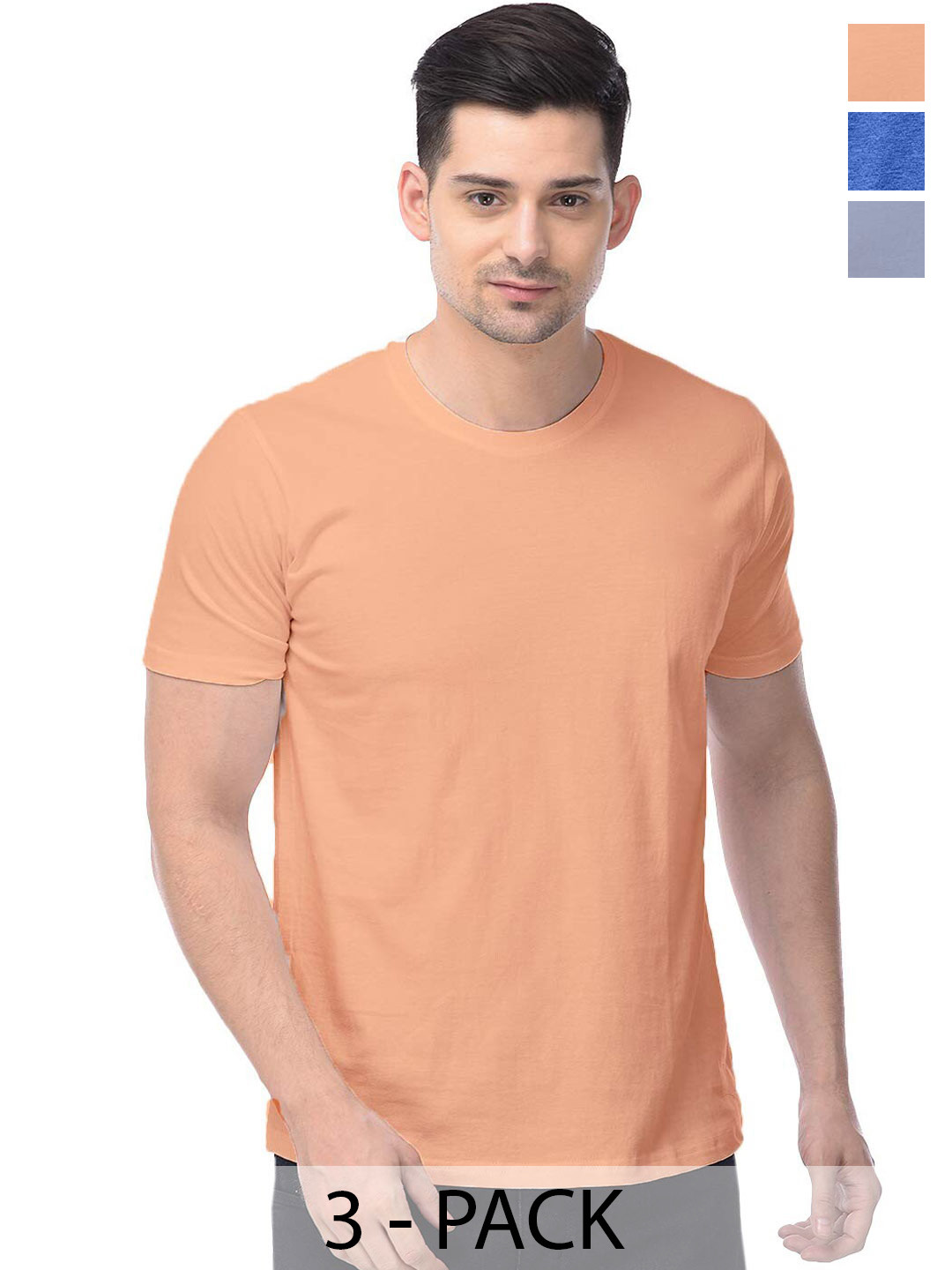 

COLOR CAPITAL Unisex Pack Of 3 Cotton T-shirts, Peach