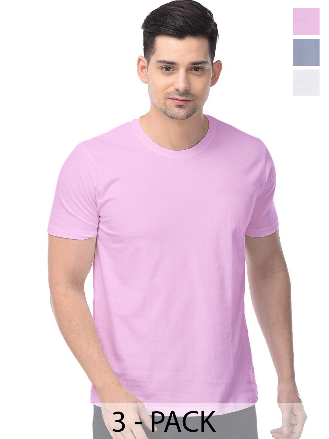

COLOR CAPITAL Unisex Pack Of 3 Cotton T-Shirts, Purple