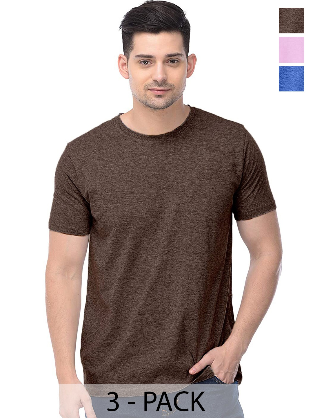 

COLOR CAPITAL Unisex Pack Of 3 Cotton T-Shirt, Blue