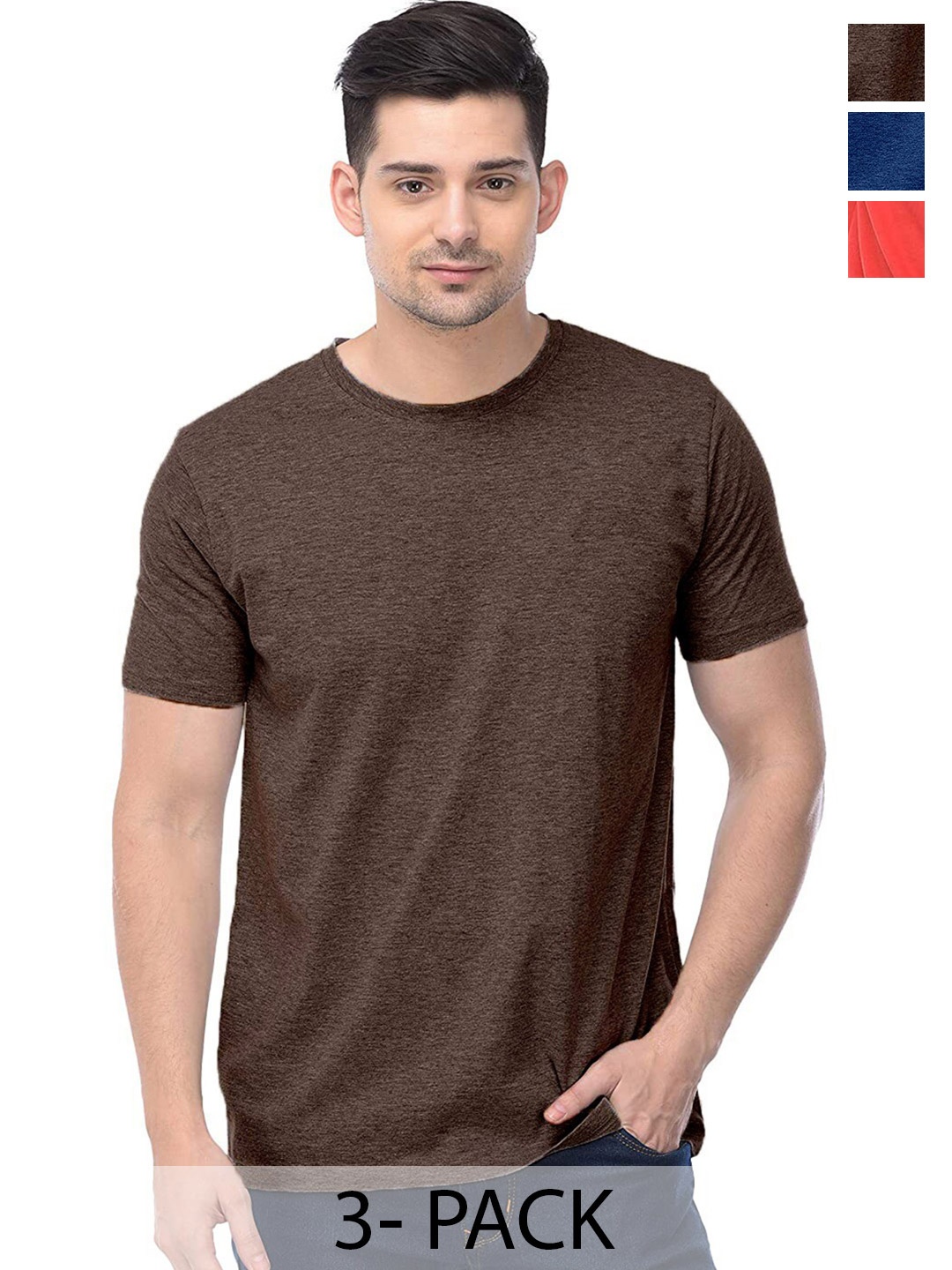 

COLOR CAPITAL Unisex Pack Of 3 Cotton T-Shirt, Grey
