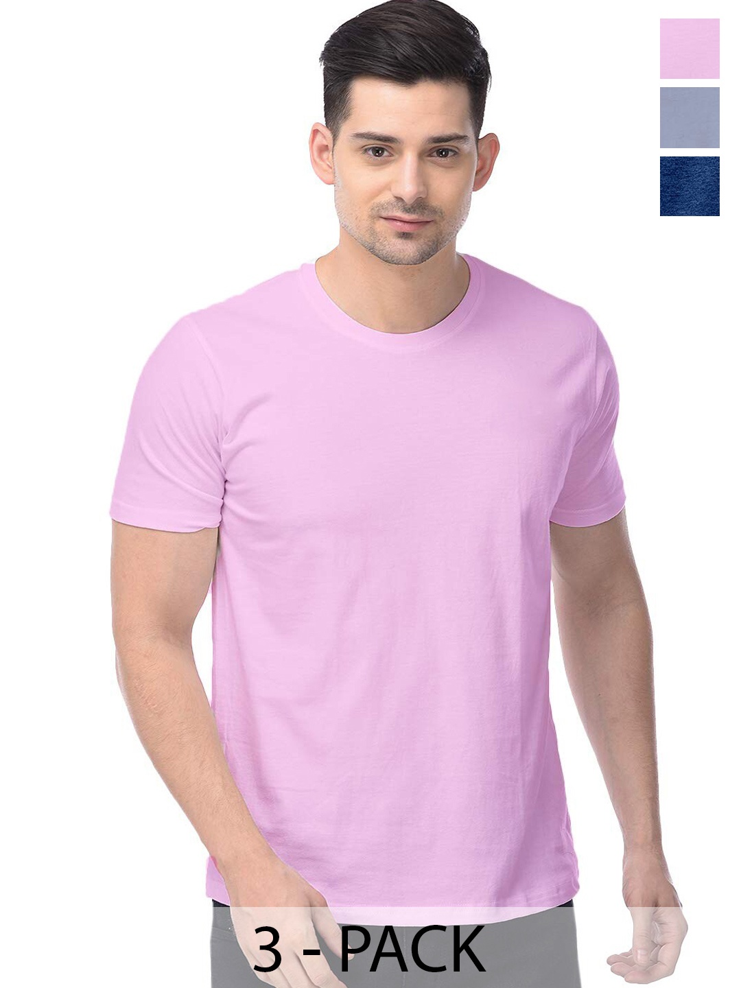 

COLOR CAPITAL Unisex Pack Of 3 Cotton T-shirts, Blue