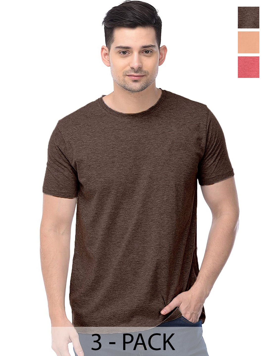 

COLOR CAPITAL Unisex Pack Of 3 Cotton T-Shirt, Olive