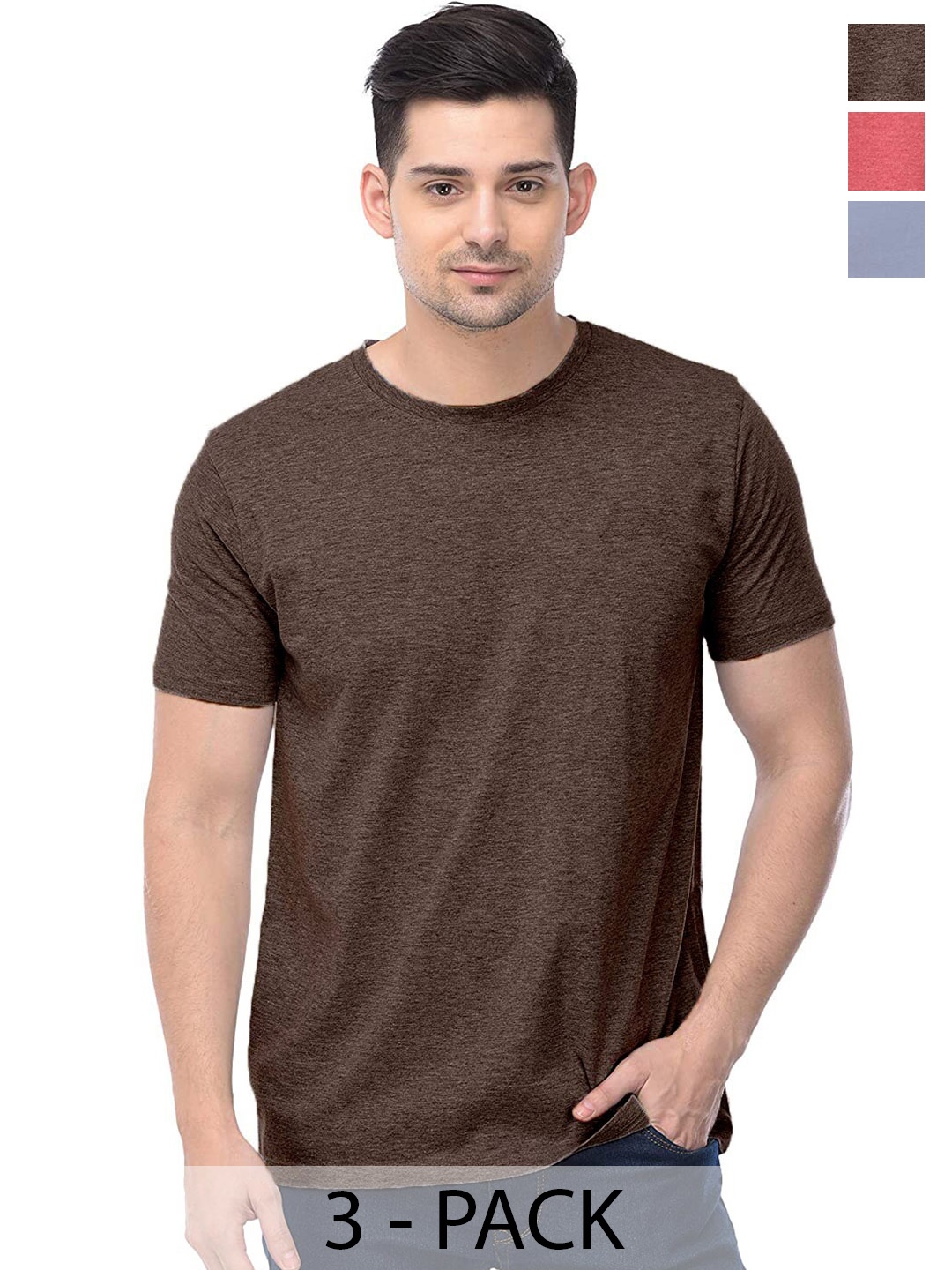 

COLOR CAPITAL Unisex Pack Of 3 Cotton T-Shirt, Olive