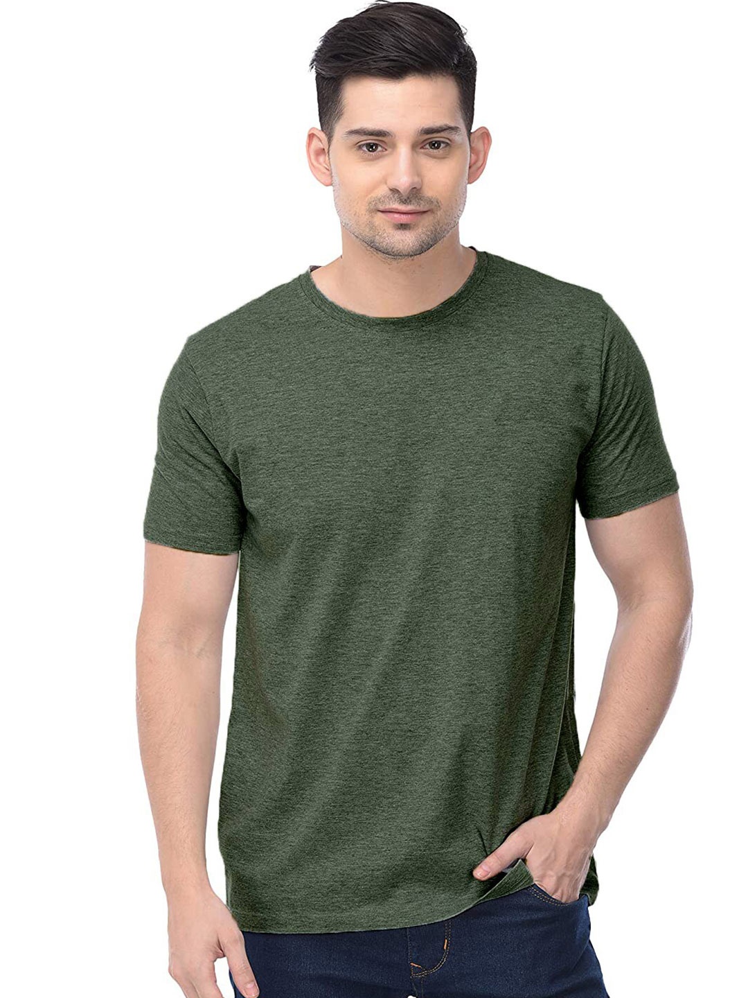 

COLOR CAPITAL Pack Of 3 Round Neck Short Sleeves Cotton T-shirts, Green