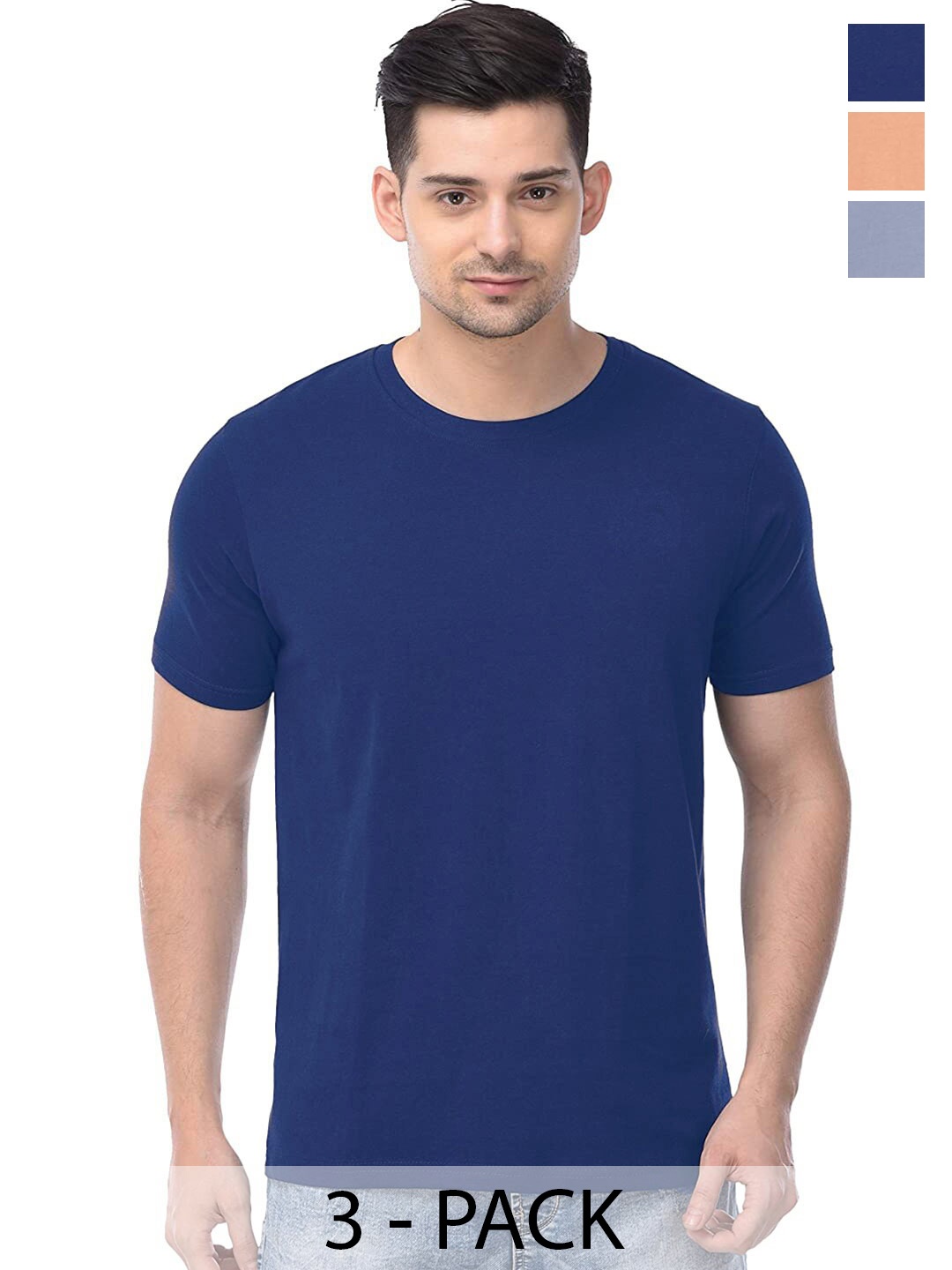 

COLOR CAPITAL Pack Of 3 Cotton T-shirt, Blue