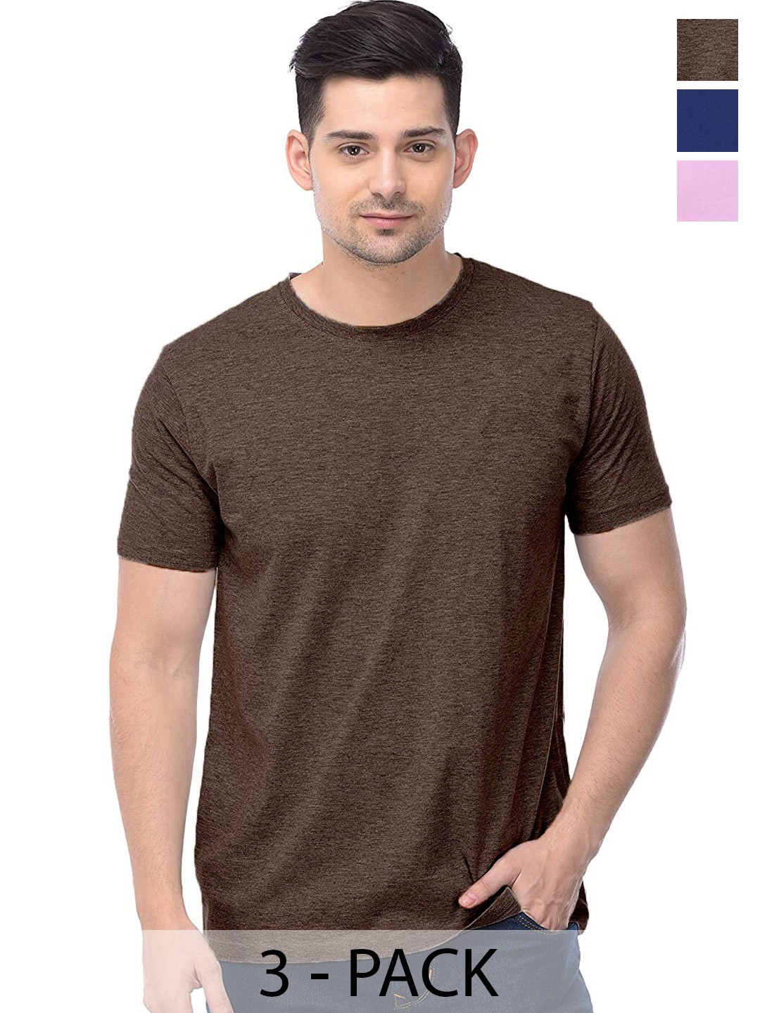 

COLOR CAPITAL Unisex Pack Of 3 Cotton T-Shirt, Olive