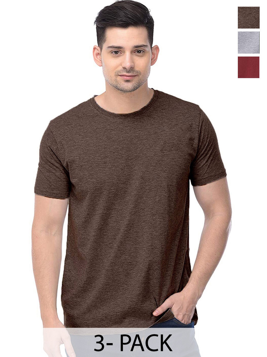 

COLOR CAPITAL Unisex Pack Of 3 Cotton T-shirts, Grey