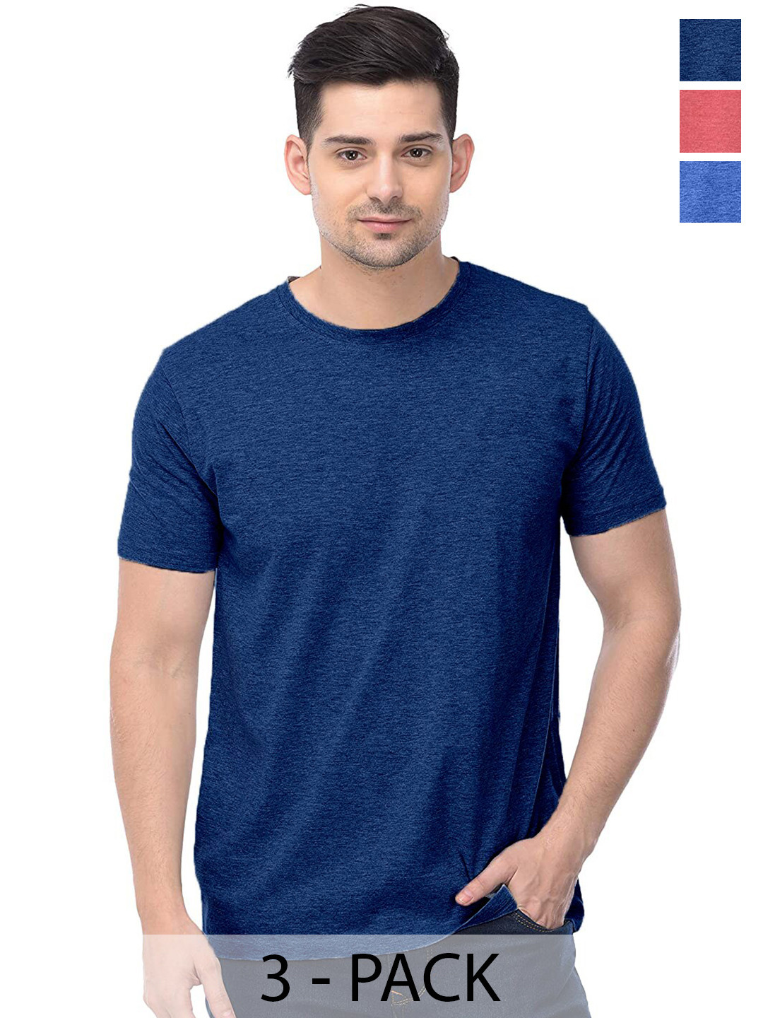 

COLOR CAPITAL Unisex Pack Of 3 Cotton T-shirts, Blue