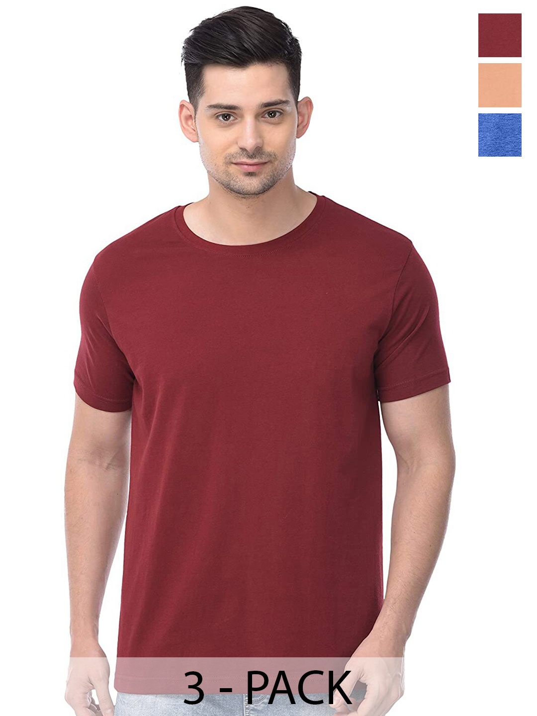 

COLOR CAPITAL Pack Of 3 Cotton T-shirt, Red