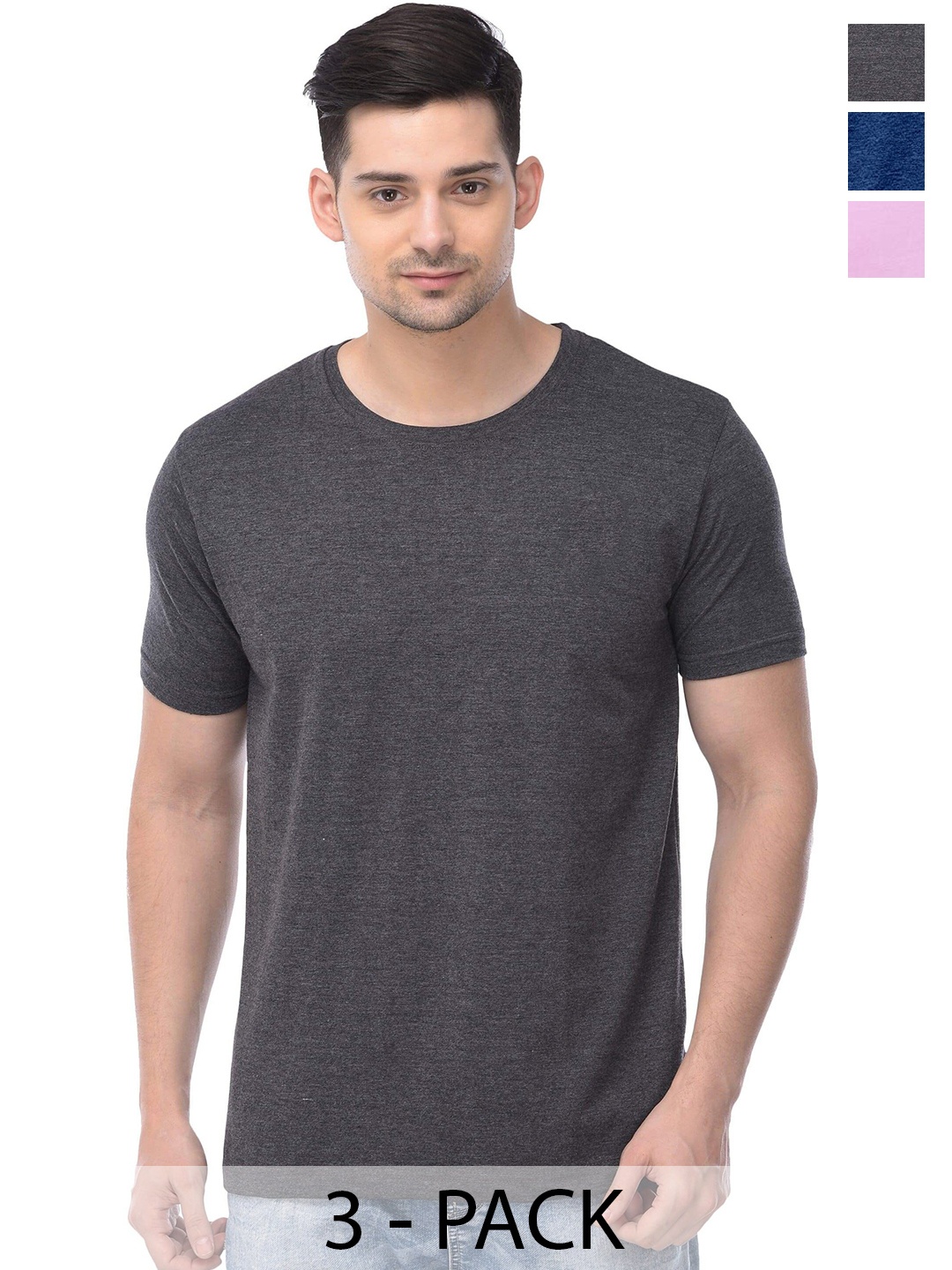 COLOR CAPITAL Unisex Pack Of 3 Cotton T-Shirt, Lavender