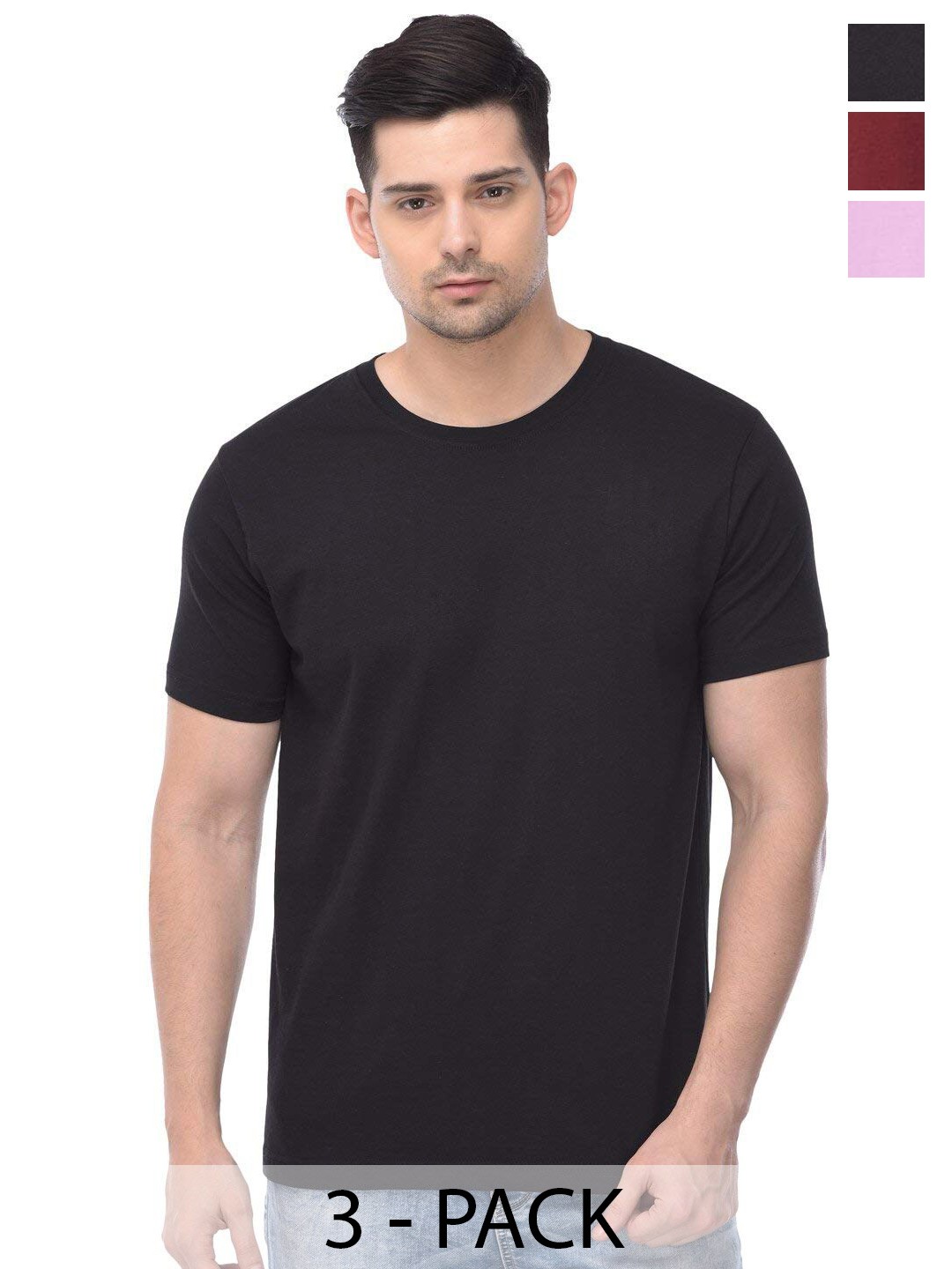 

COLOR CAPITAL Unisex Pack Of 3 Cotton T-shirts, Black