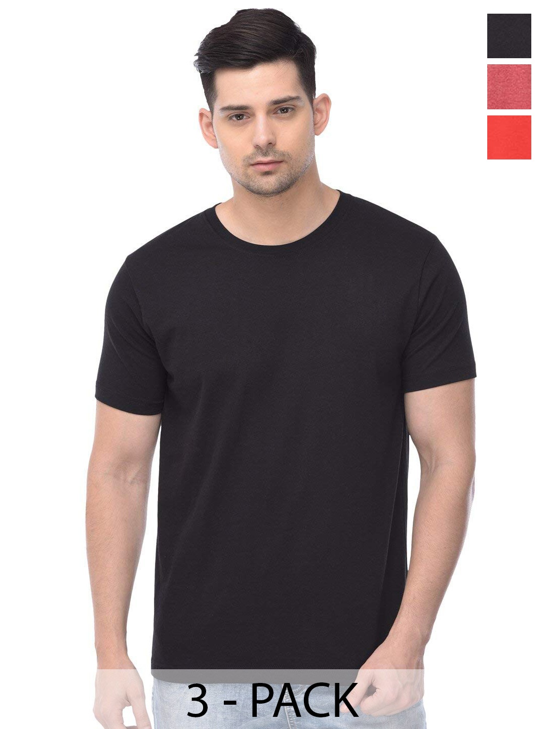 

COLOR CAPITAL Unisex Pack Of 3 Cotton T-shirts, Black