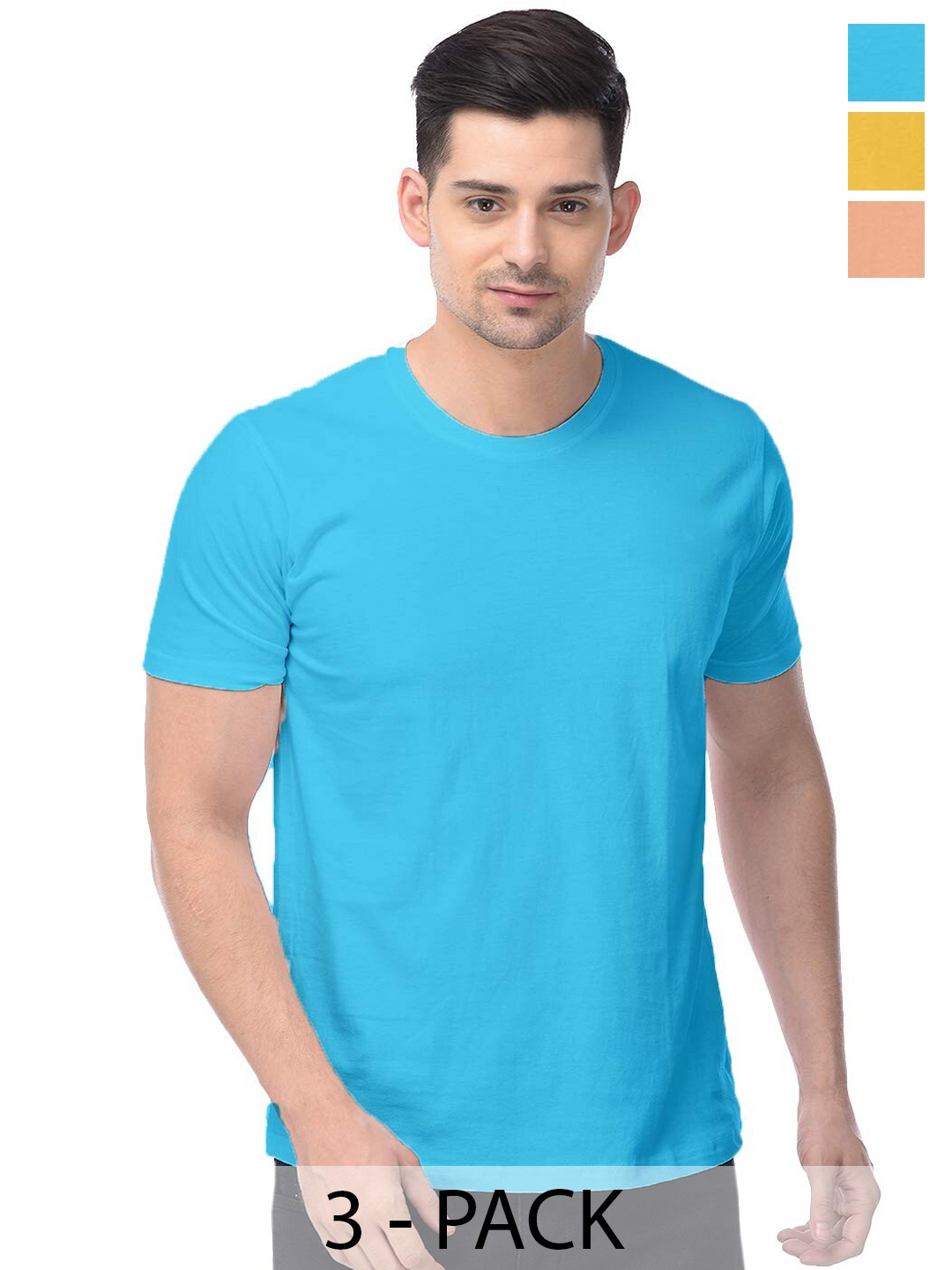 

COLOR CAPITAL Pack Of 3 Cotton T-shirt, Blue