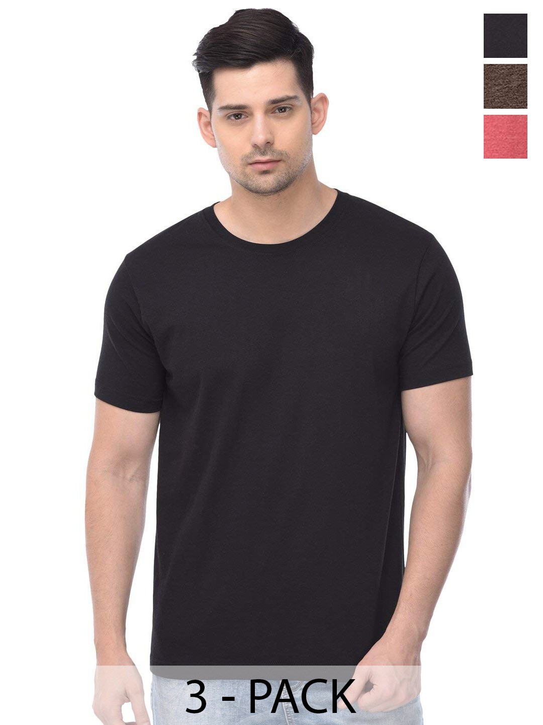 

COLOR CAPITAL Unisex Pack Of 3 Short Sleeves Cotton T-shirts, Grey