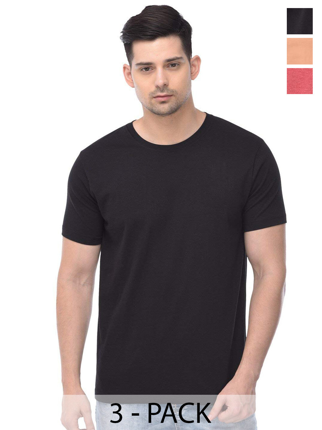 

COLOR CAPITAL Unisex Pack Of 3 Cotton T-shirts, Black