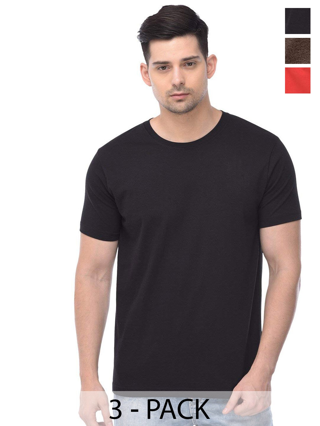 

COLOR CAPITAL Unisex Pack Of 3 Cotton T-shirts, Black