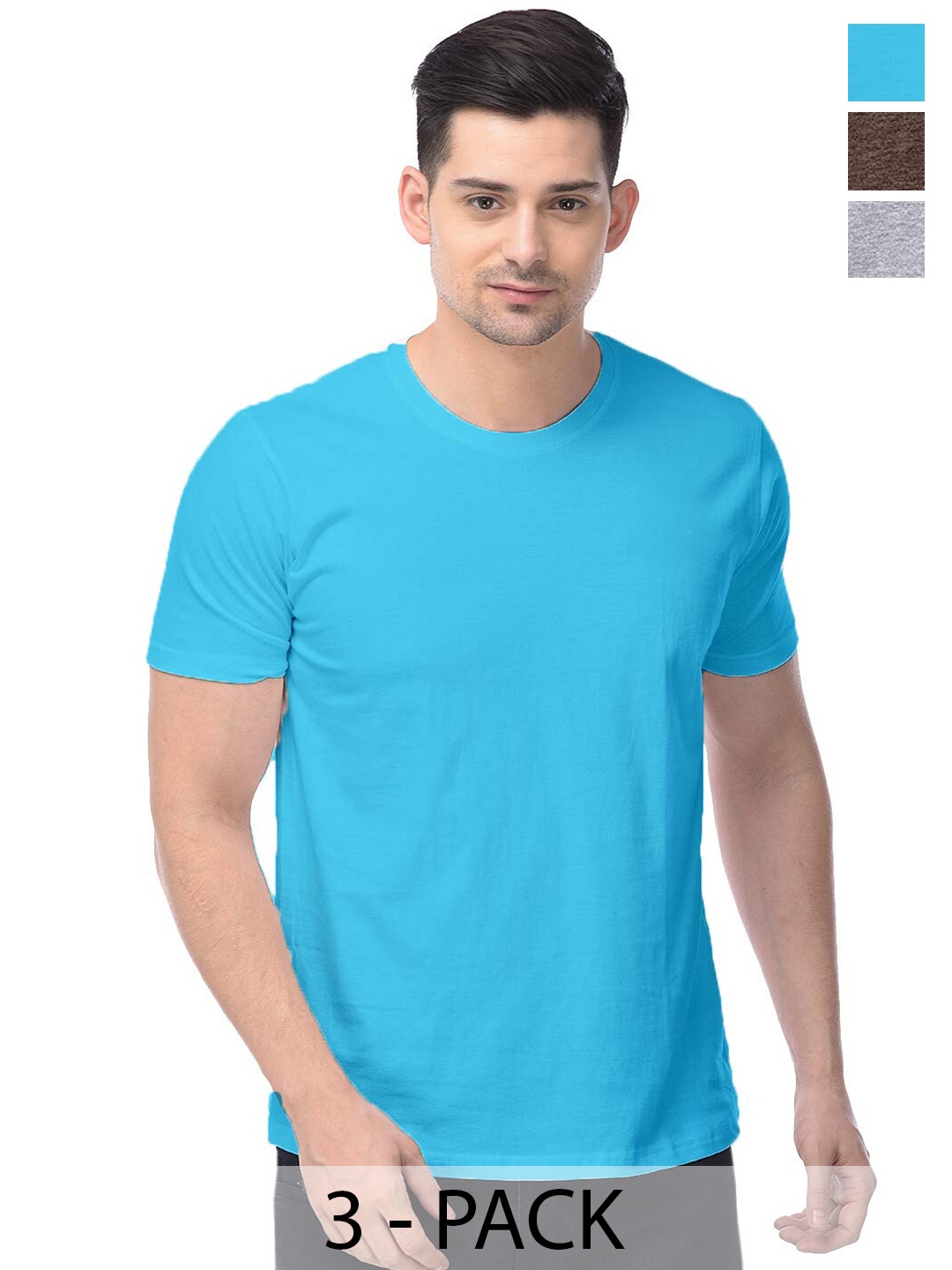

COLOR CAPITAL Unisex Pack Of 3 Cotton T-shirts, Blue