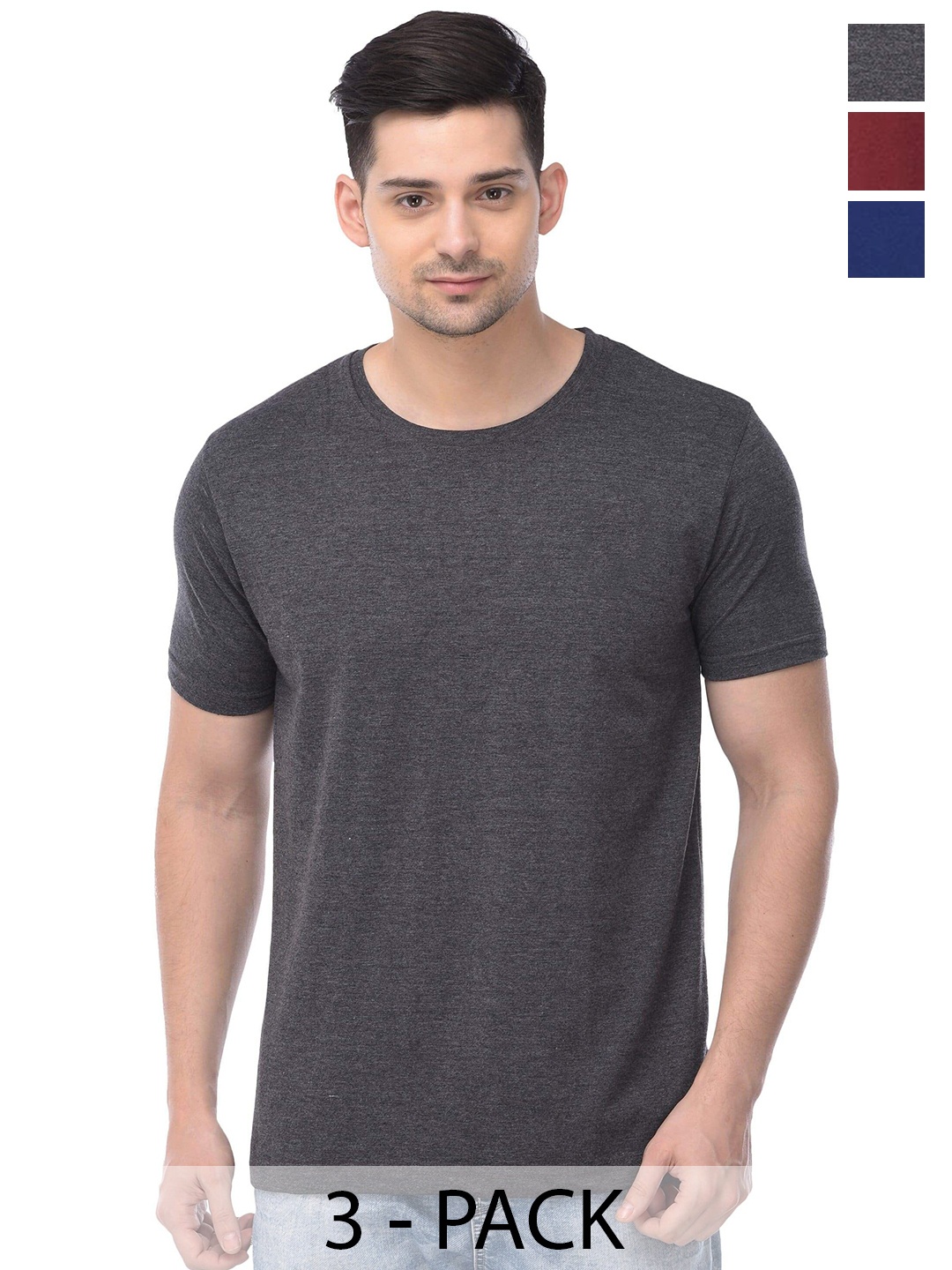 

COLOR CAPITAL Unisex Pack Of 3 Cotton T-shirts, Black