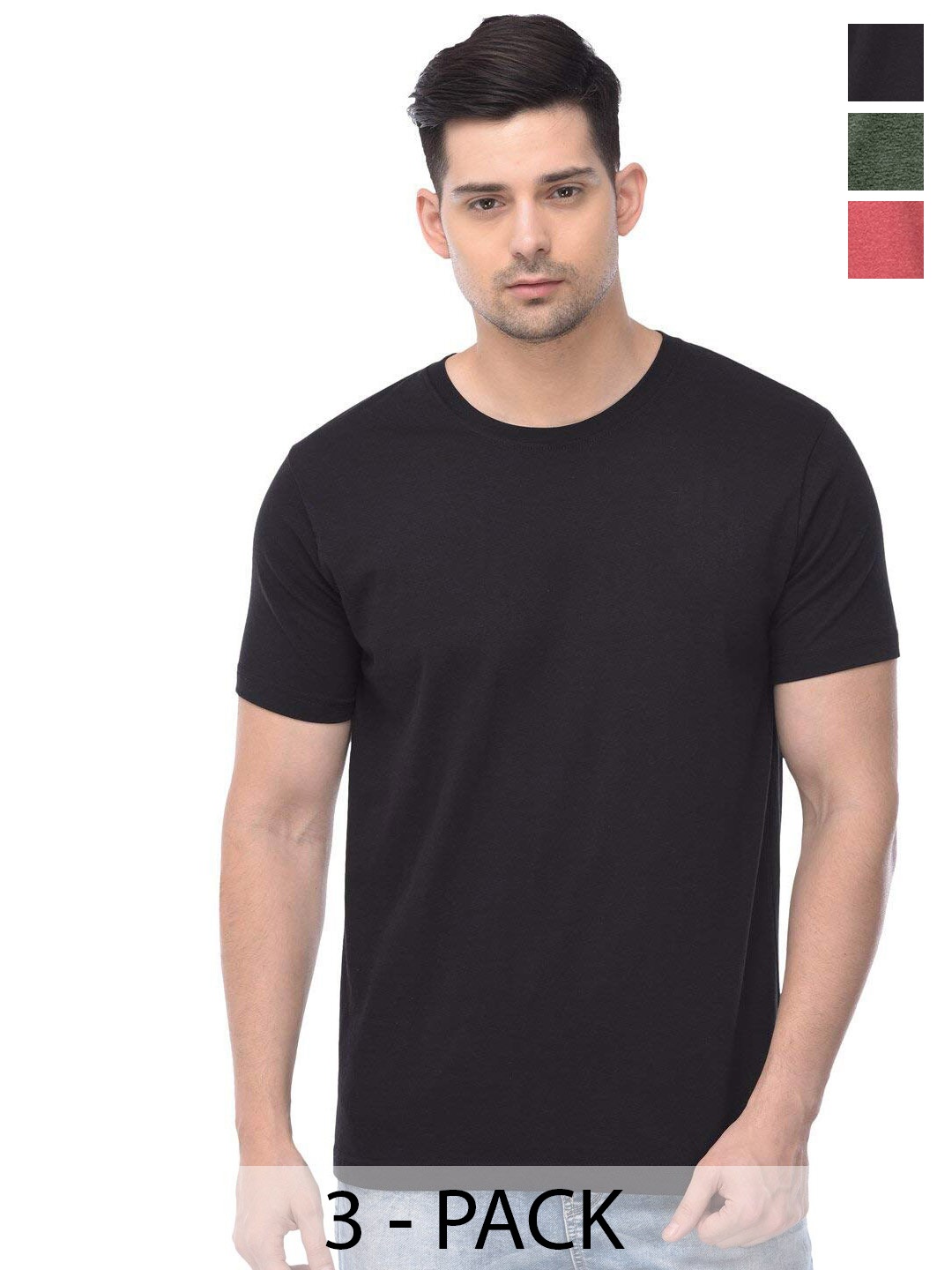 

COLOR CAPITAL Unisex Pack Of 3 Cotton T-shirts, Black