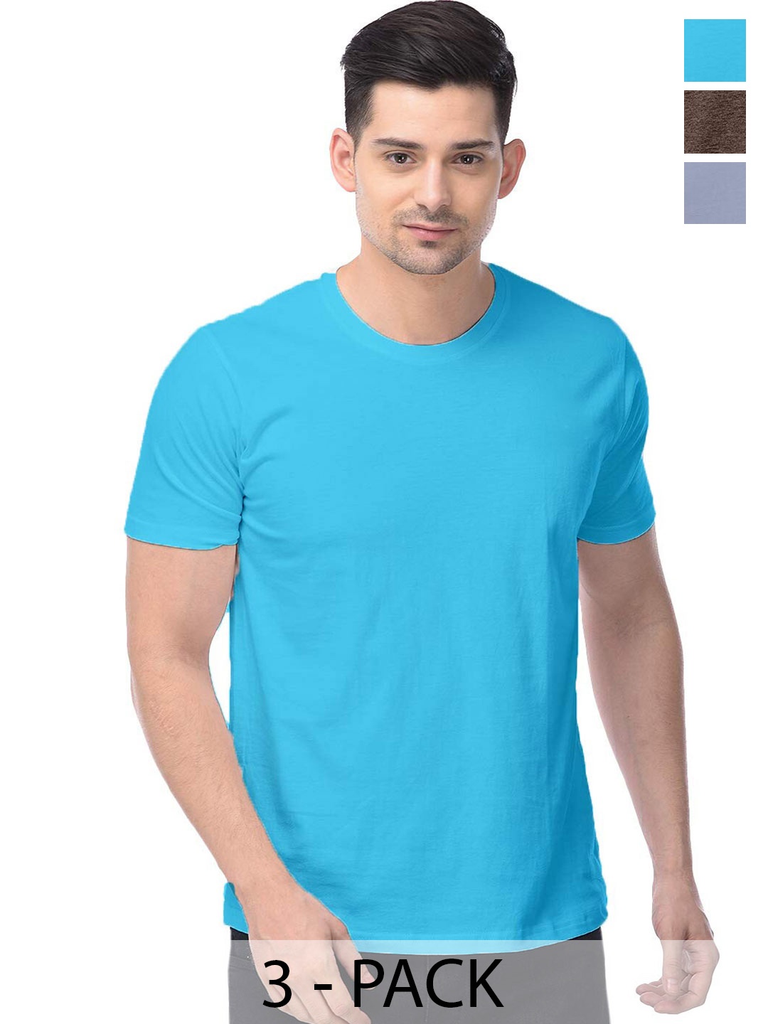 

COLOR CAPITAL Unisex Pack Of 3 Cotton T-shirts, Blue