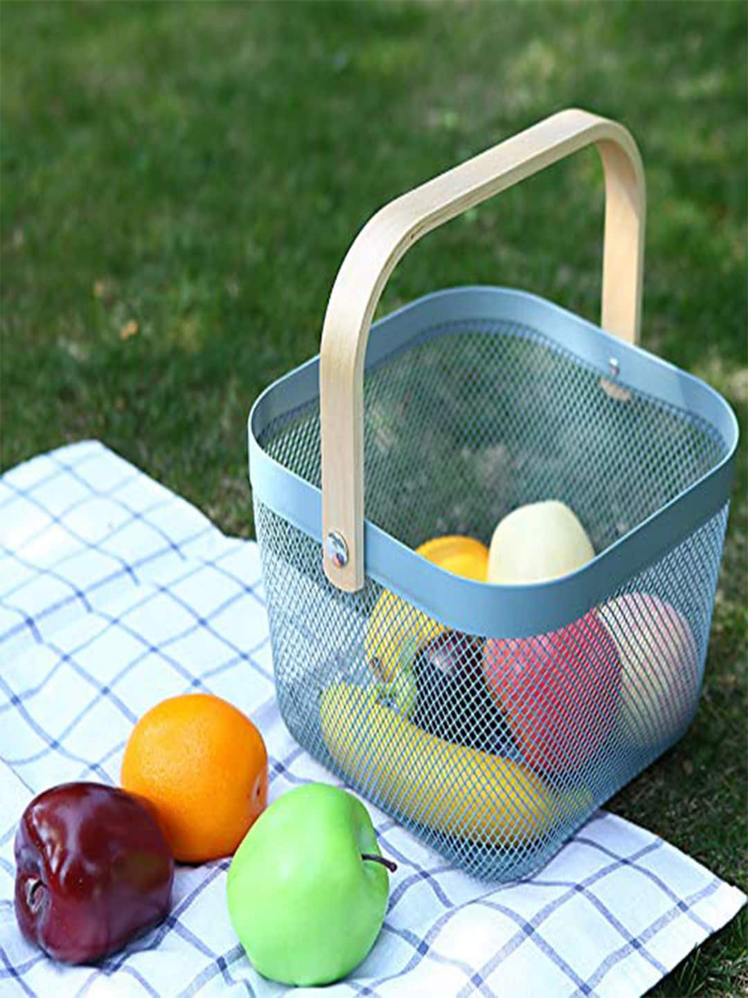 

Kuber Industries Blue Metal Fruit and Vegetable Basket