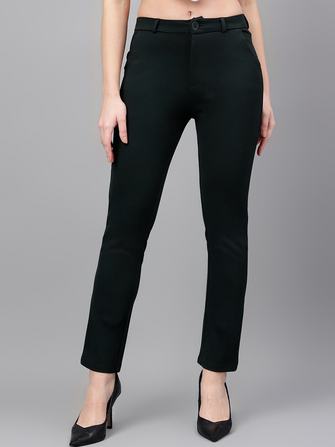 

Xpose Women Comfort Straight Fit High-Rise Trouser, Green