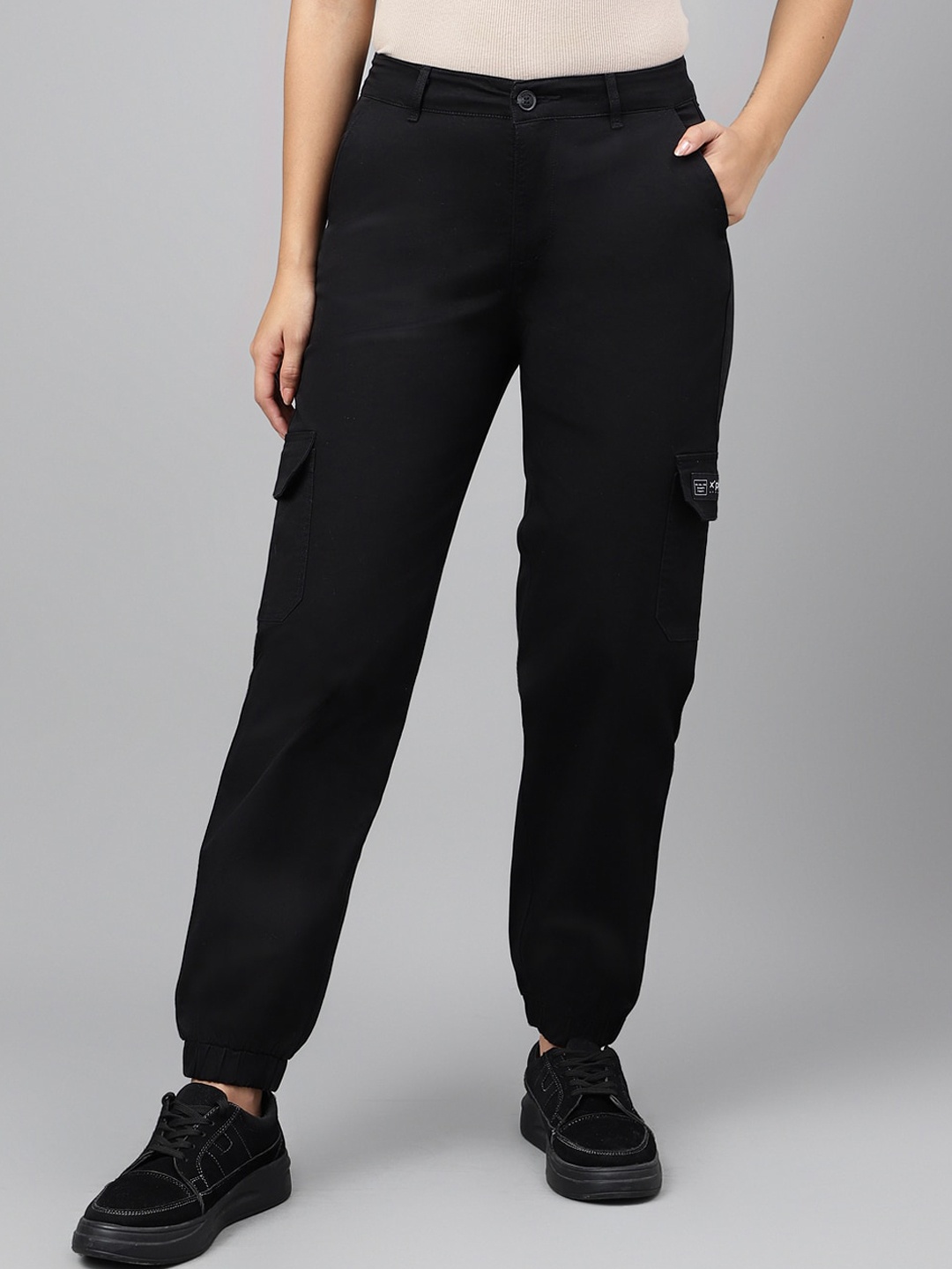 

Xpose Women Comfort High-Rise Pleated Joggers, Black