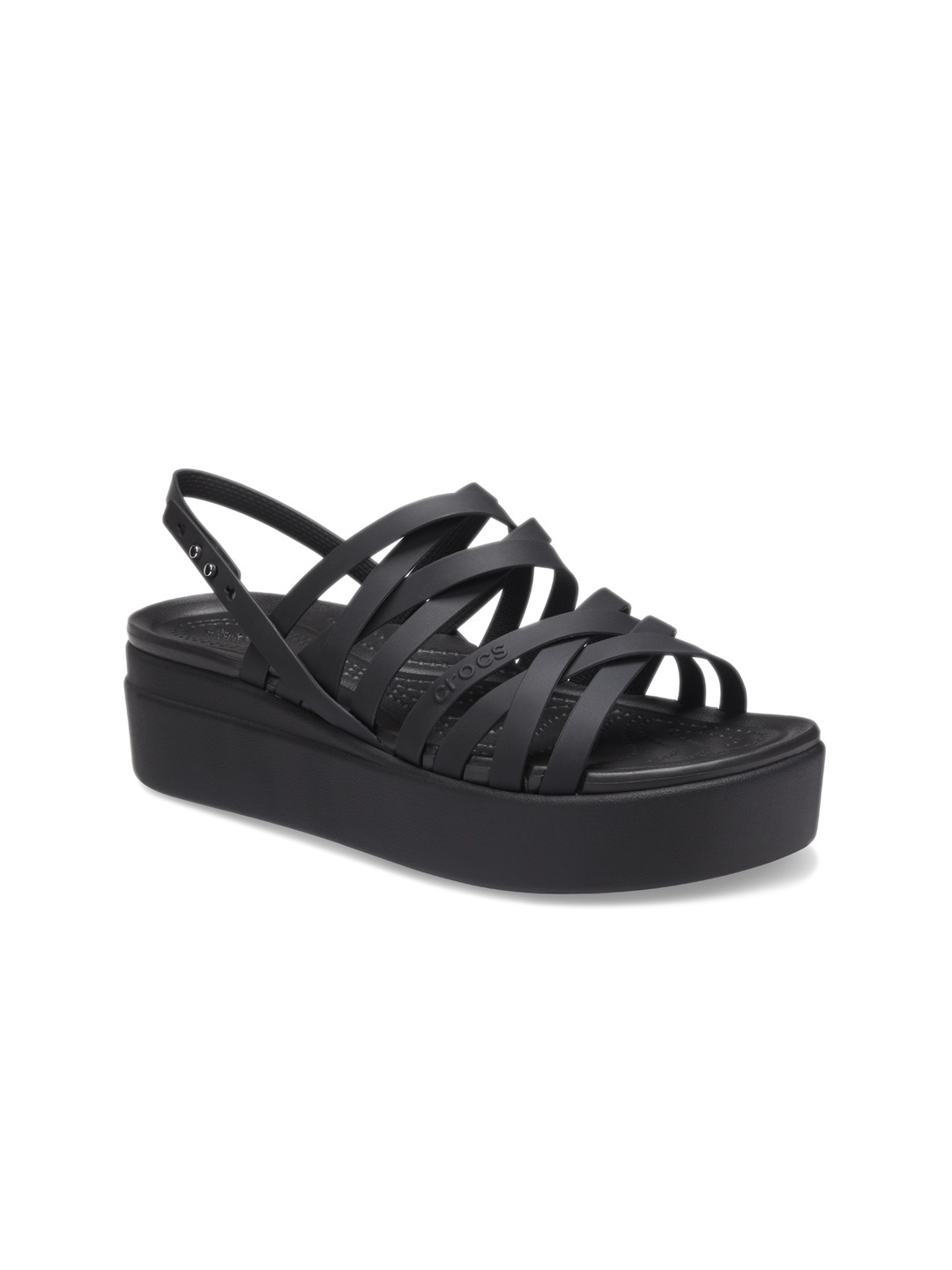 

Crocs Strappy Croslite Flatform Heels With Backstrap, Black