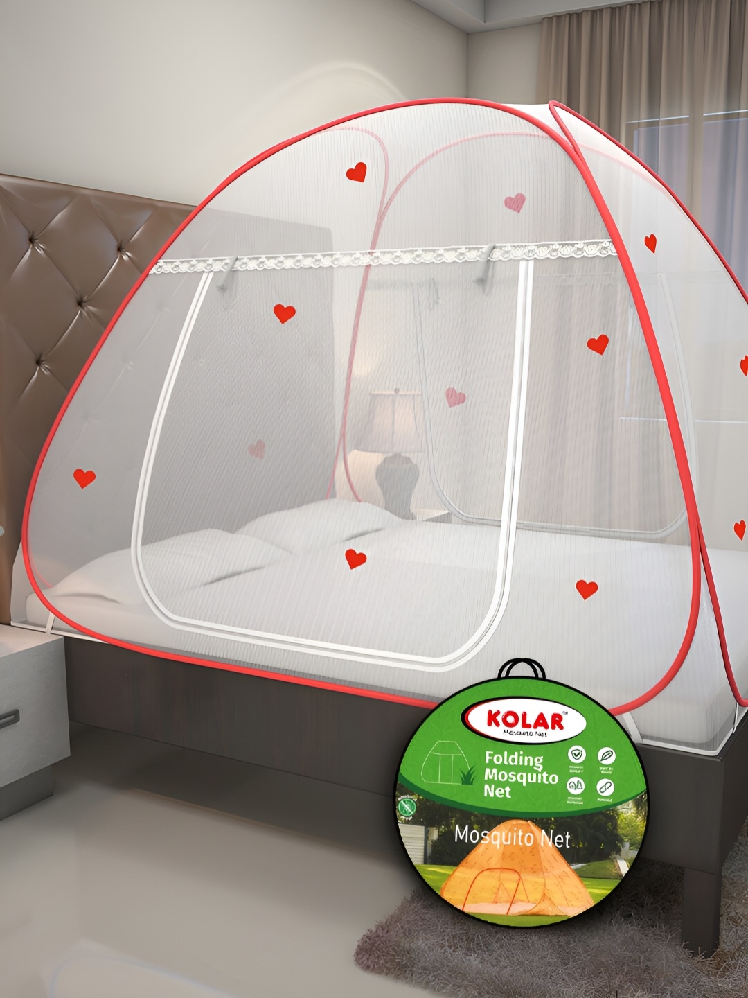 

KOLAR Red & White King Size Tent Mosquito Net