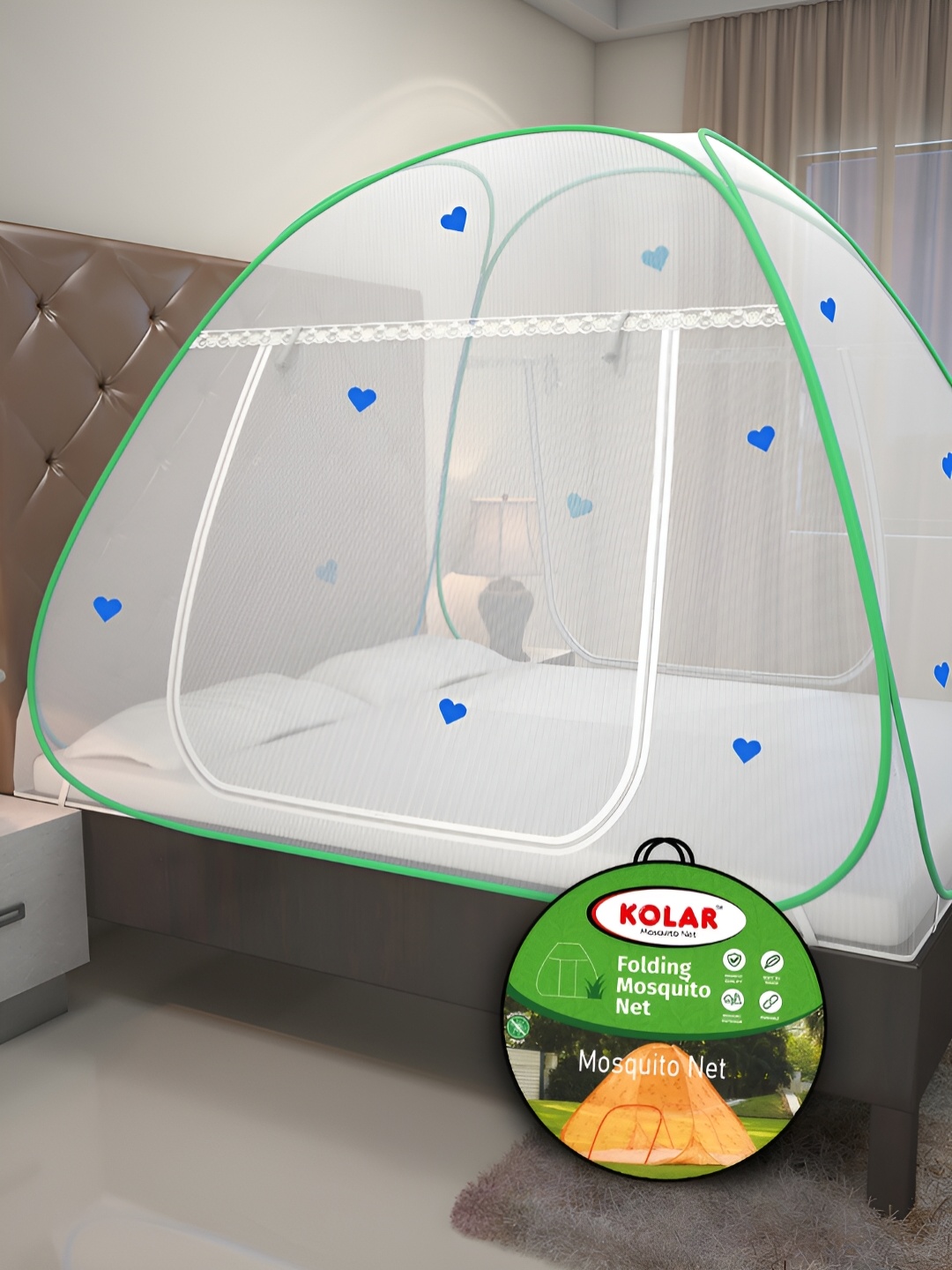 

KOLAR Green & White King Size Tent Mosquito Net