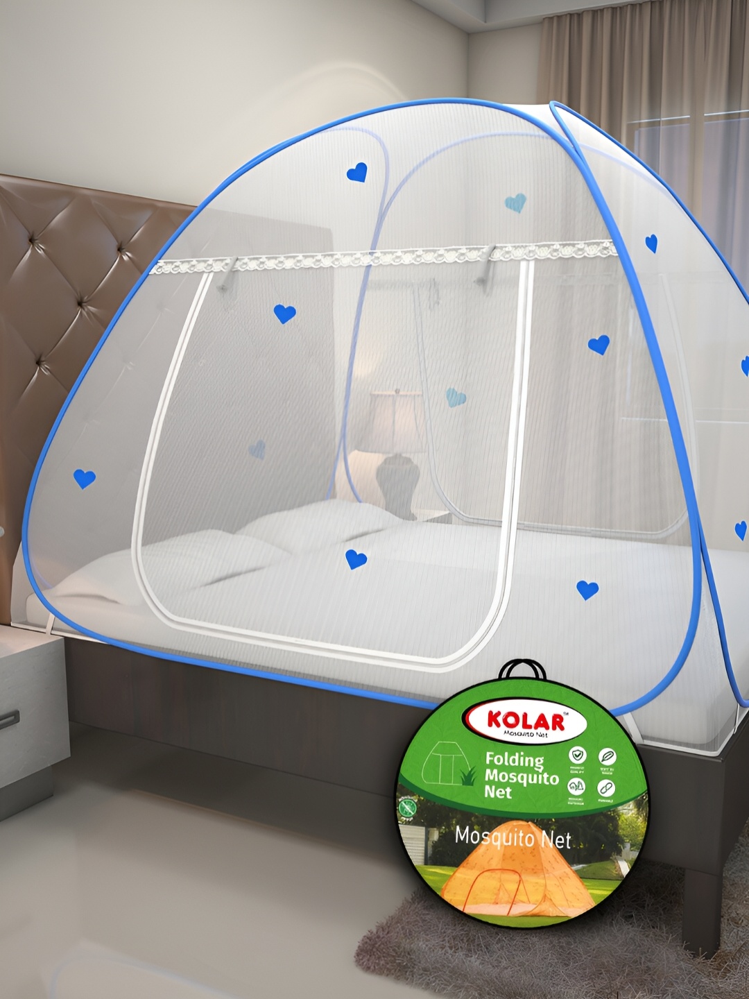 

KOLAR Blue & White King Size Tent Mosquito Net