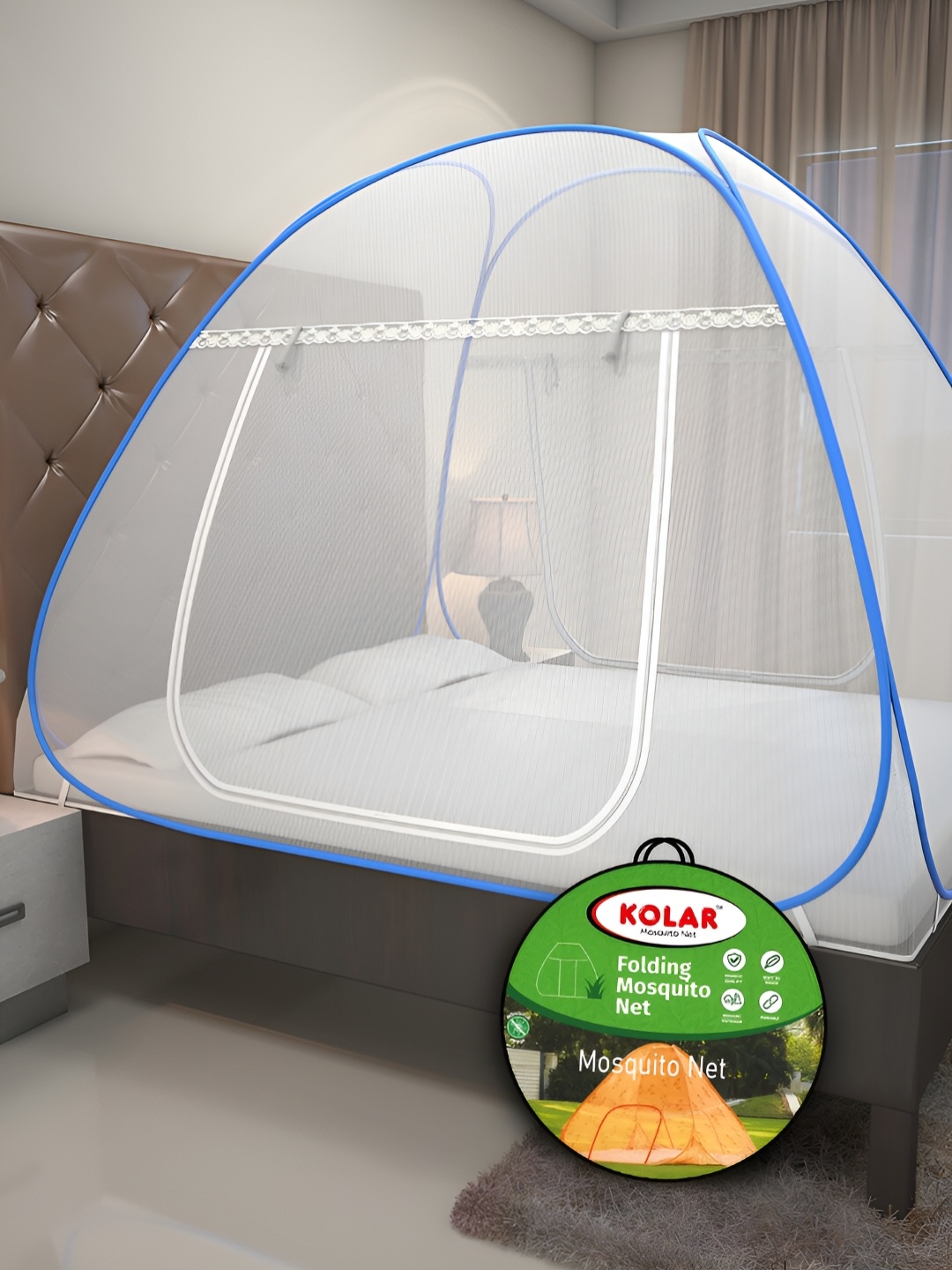 

KOLAR Blue & White King Size Tent Mosquito Net