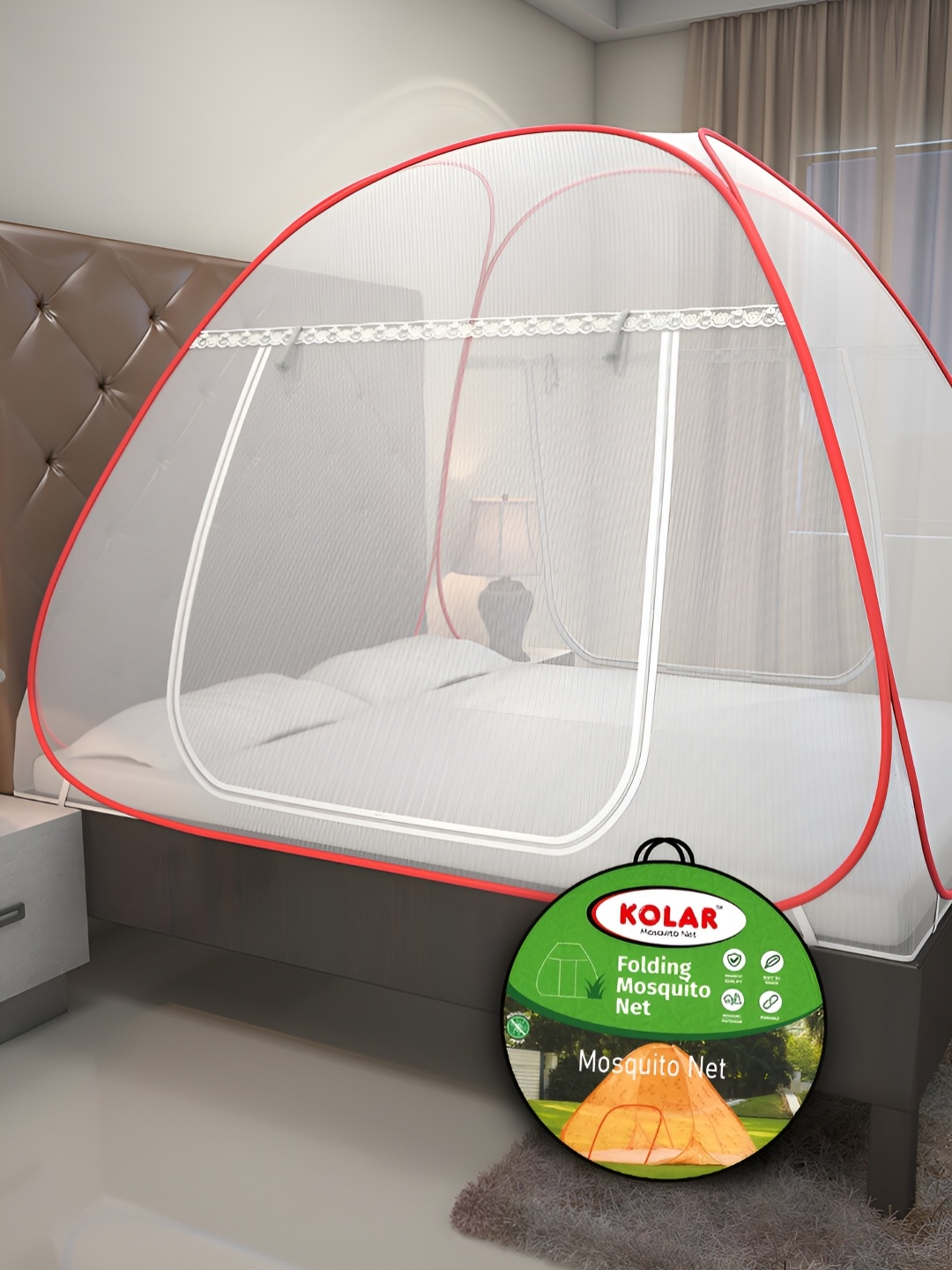 

KOLAR Red & White King Size Tent Mosquito Net