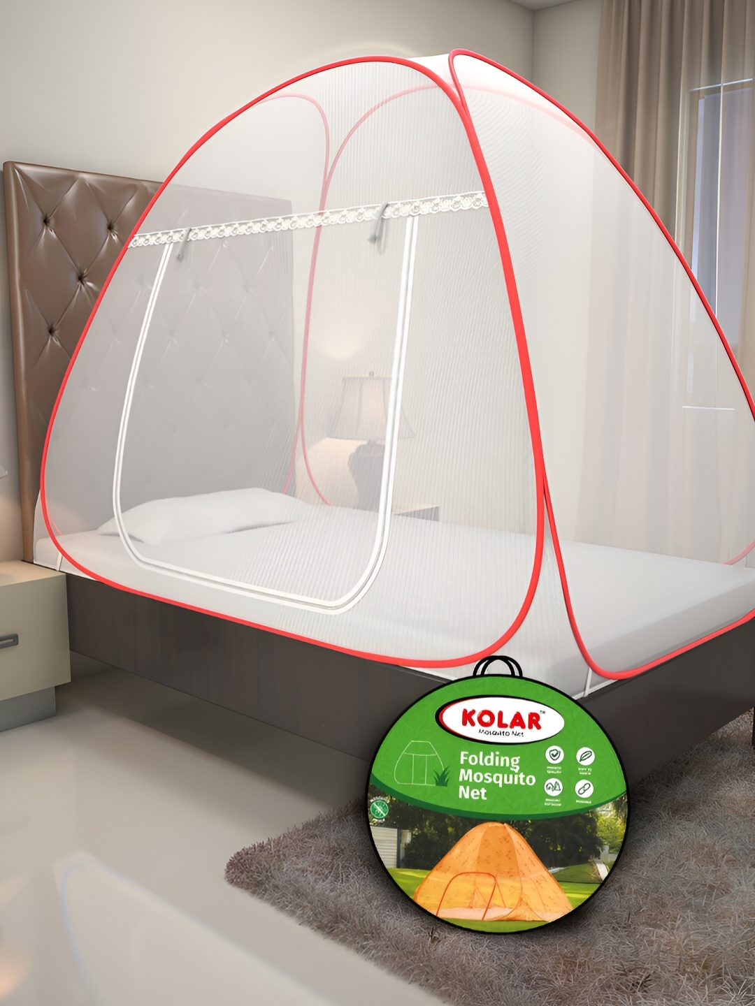 

KOLAR Red & White Solid Tent Mosquito Net