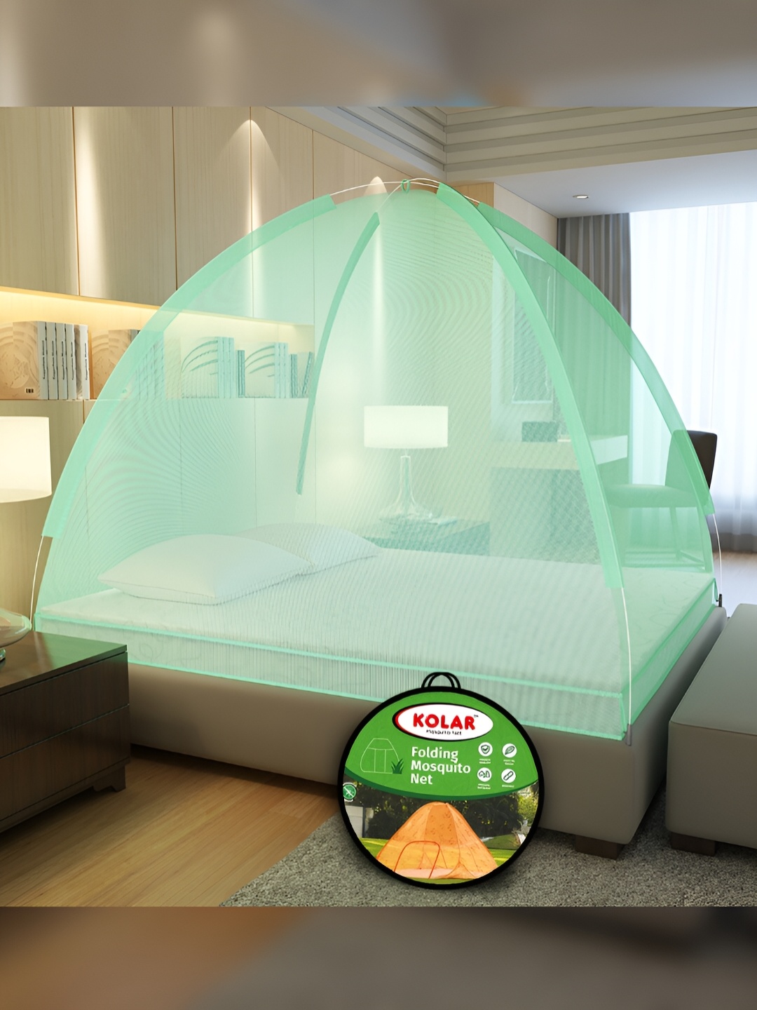 

KOLAR Green Solid King Size Tent Mosquito Net