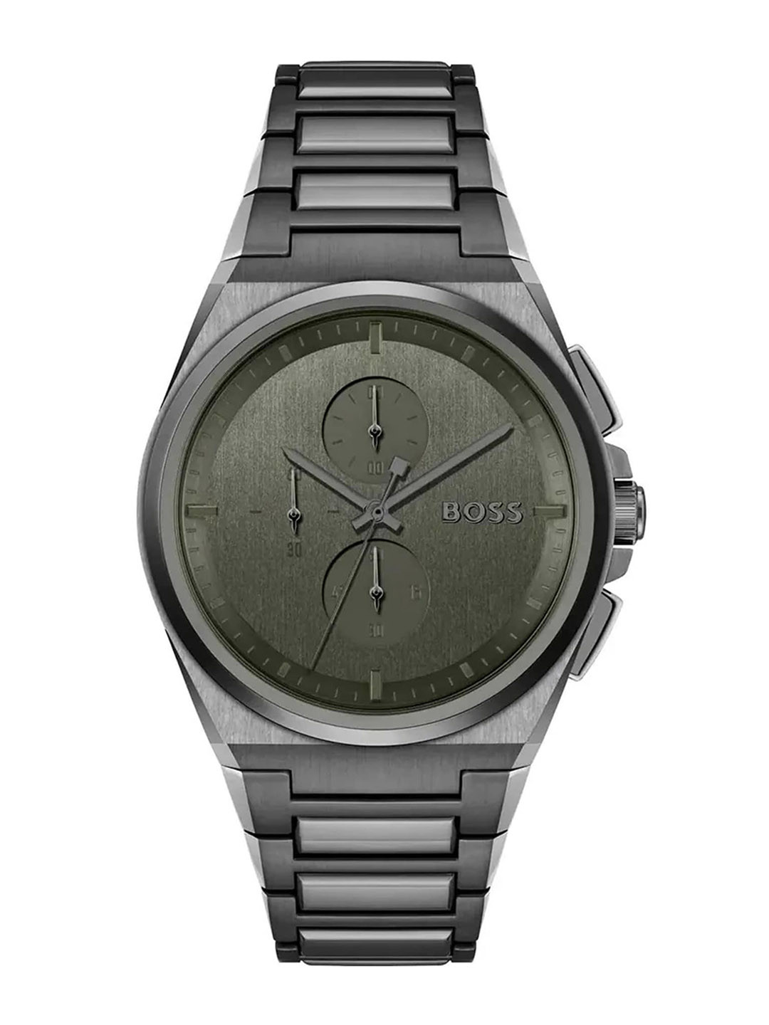 

BOSS Men Green Stainless Steel Bracelet Style Straps Analogue Chronograph Watch 1514045, Grey