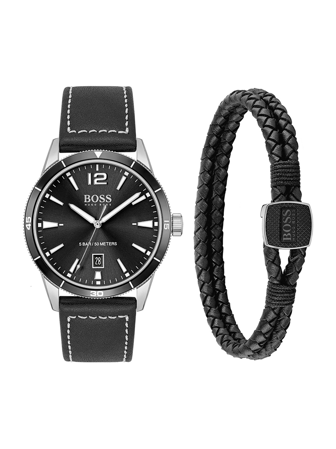 

BOSS Men Leather Straps Analogue Watch 1570124, Black