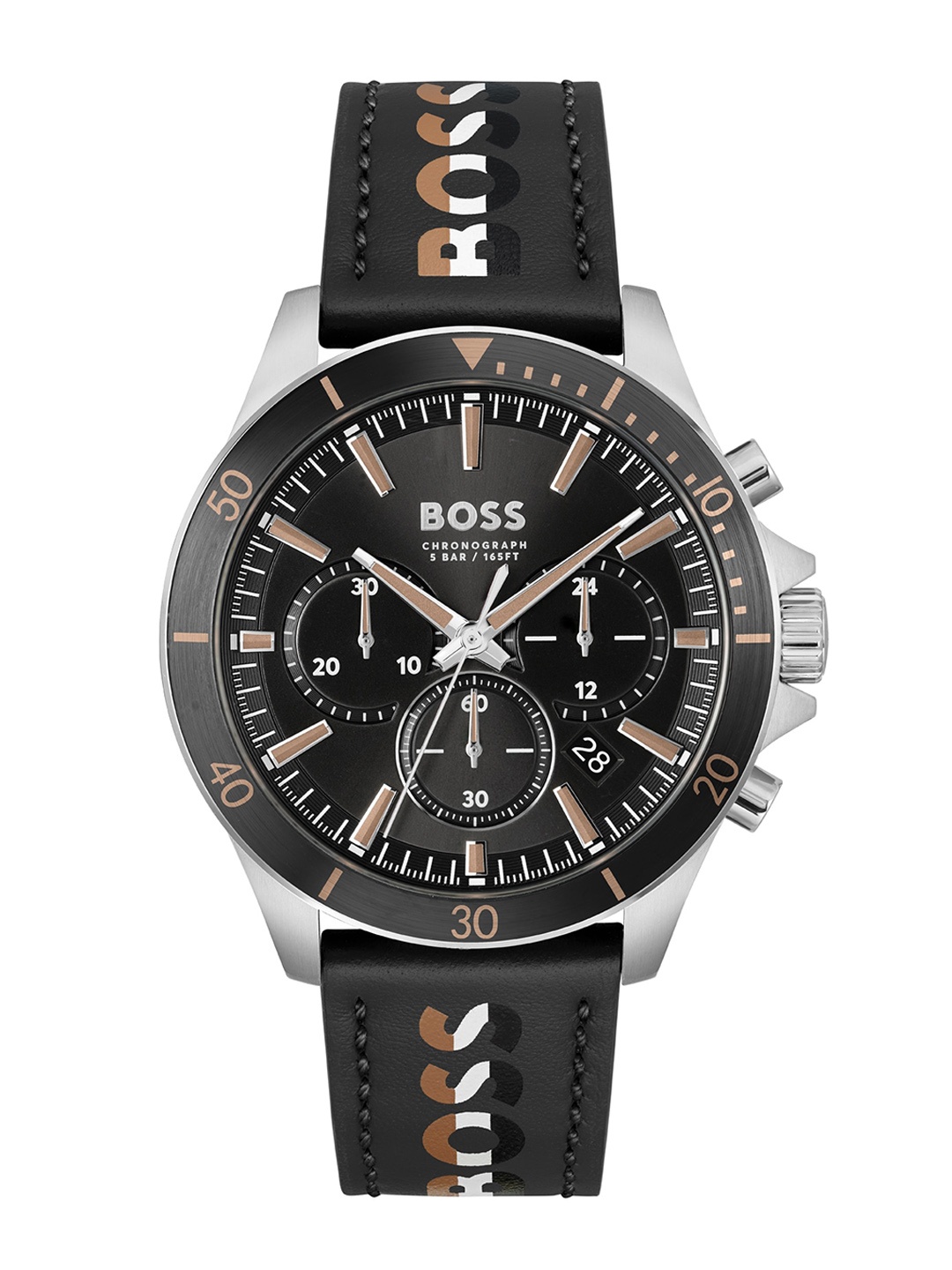 

BOSS Men Leather Straps Analogue Chronograph Watch 1514121, Black
