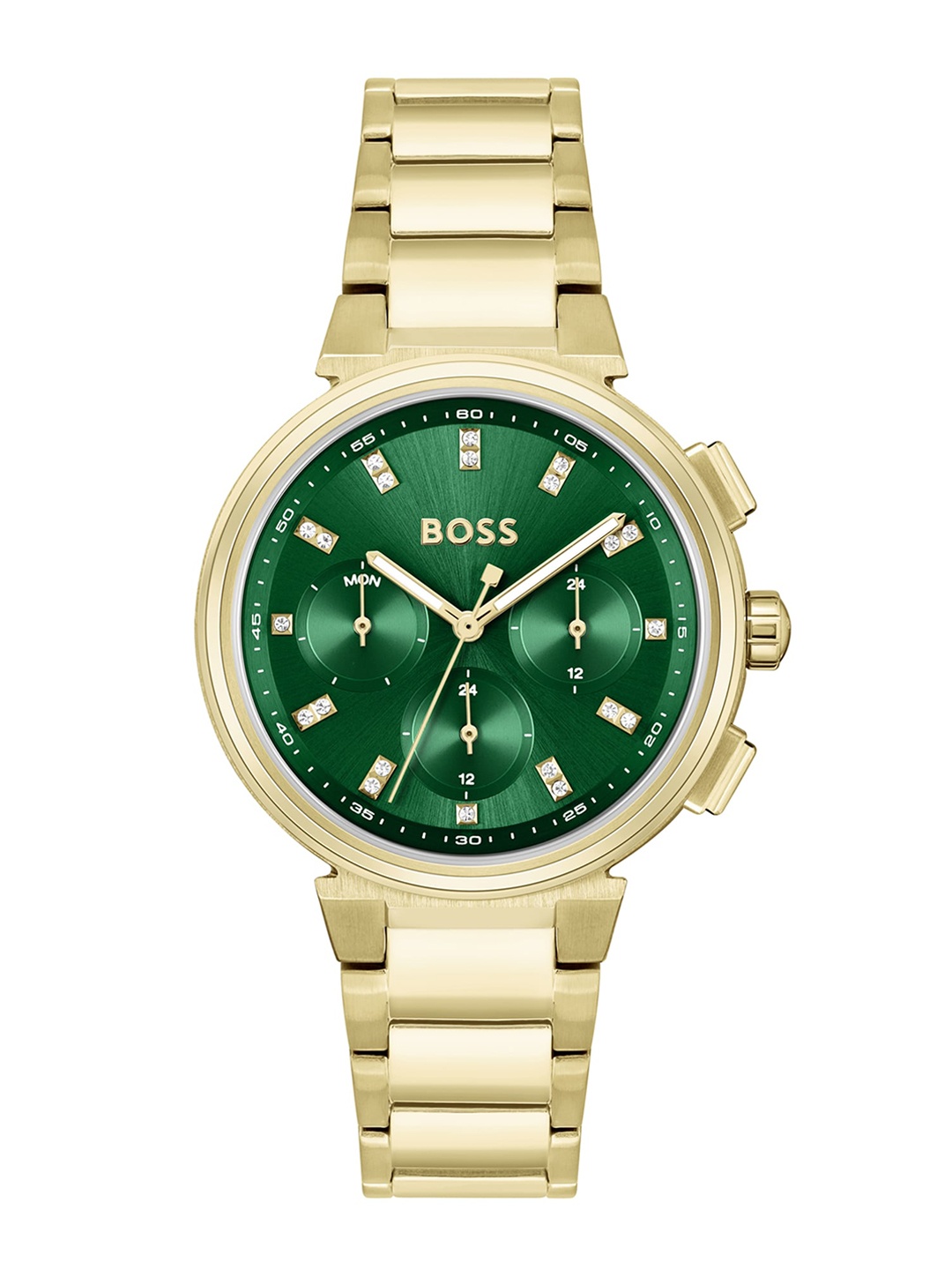 

BOSS Women Stainless Steel Bracelet Style Straps Analogue Multi Function Watch 1502679, Green