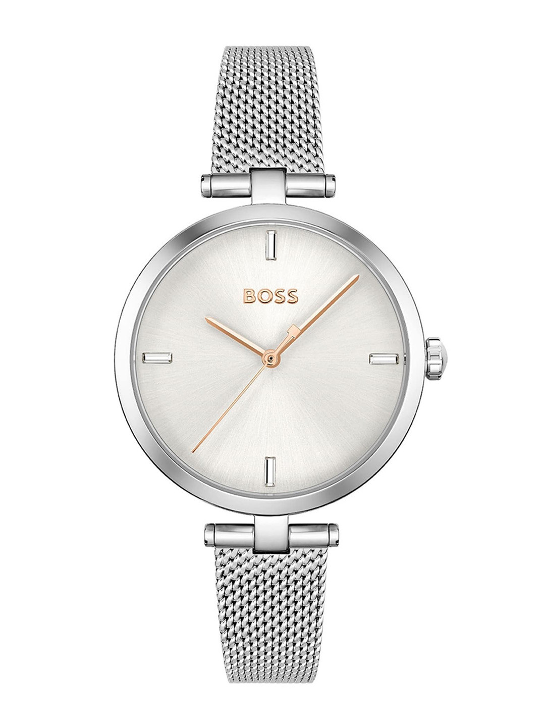 

BOSS Women Dial & Silver Toned Stainless Steel Bracelet Style Straps Watch 1502653