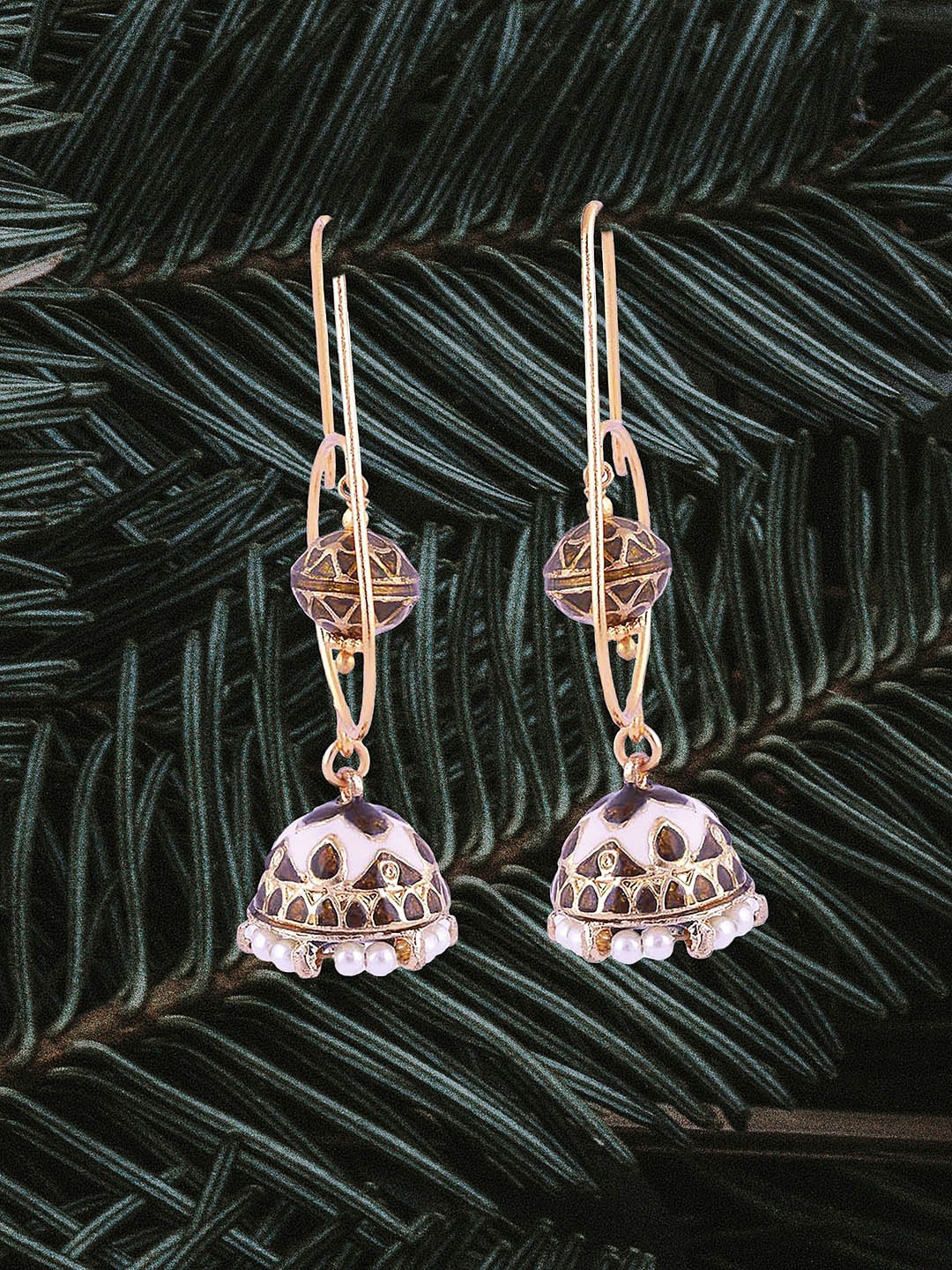 

Adwitiya Collection Gold-Plated Pearl Beaded Classic Jhumkas