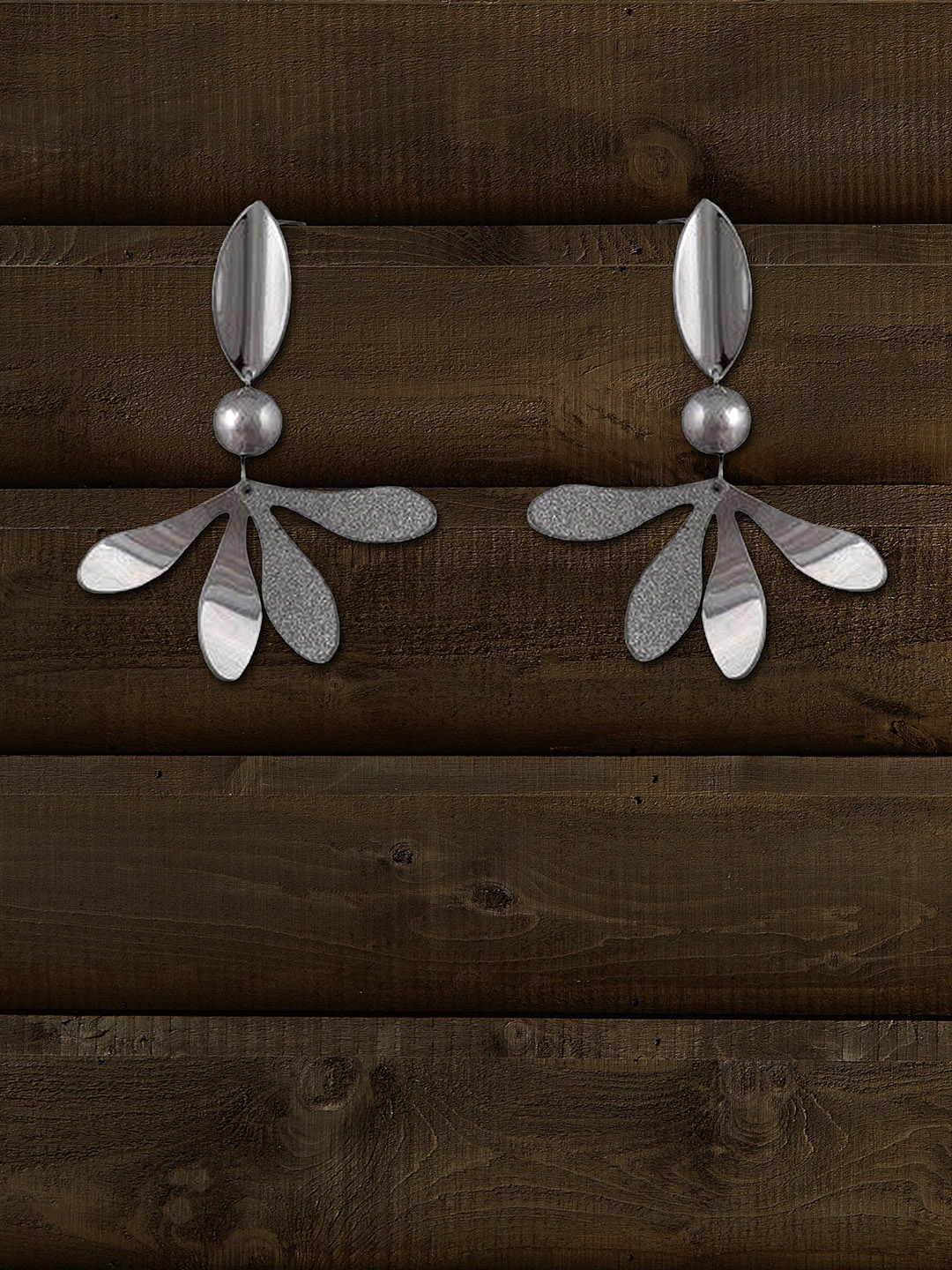 

Adwitiya Collection Silver-Plated Floral Drop Earrings