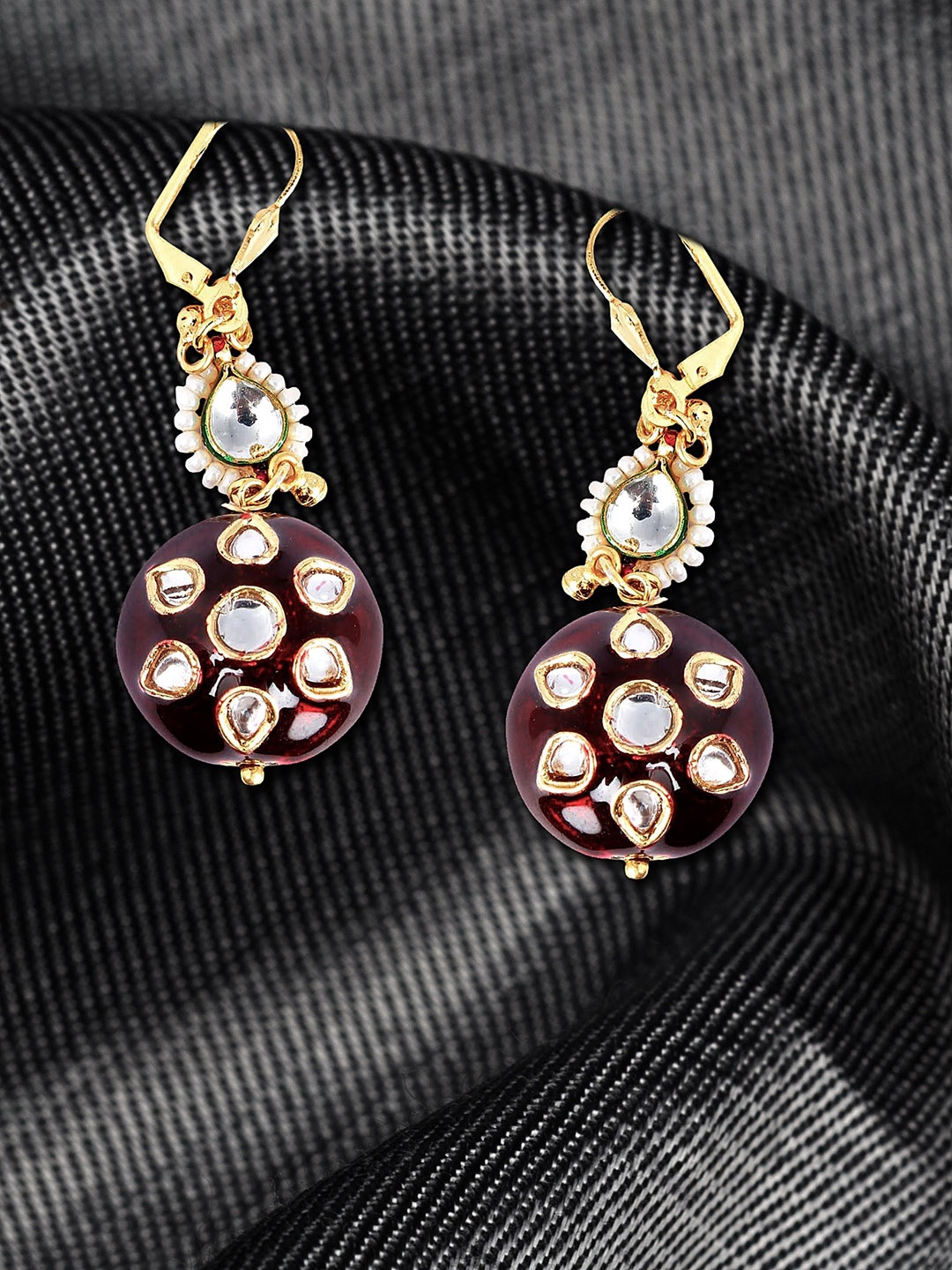 

Adwitiya Collection Gold Plated Floral Drop Earrings
