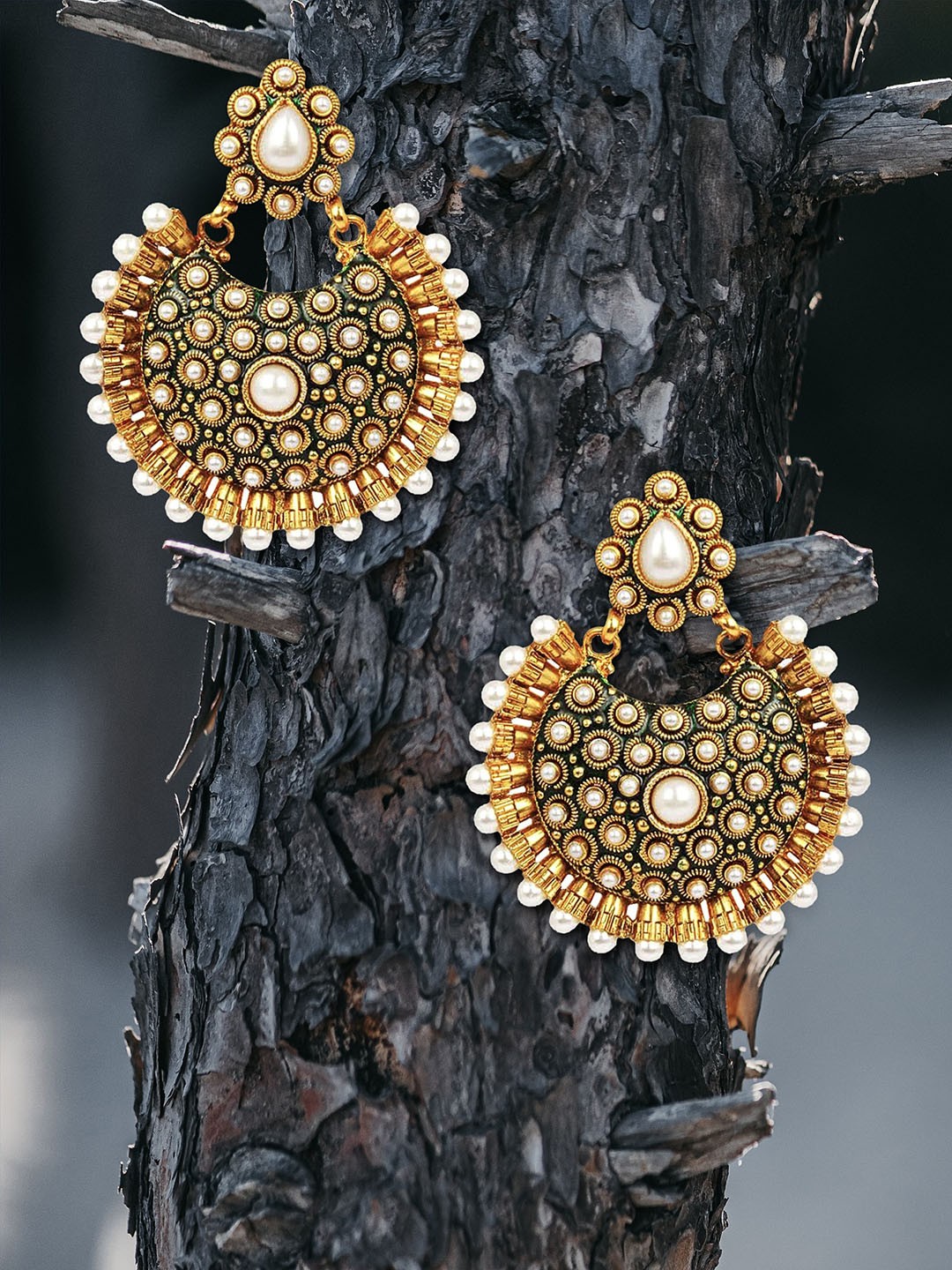 

Adwitiya Collection Gold Plated Classic Chandbalis